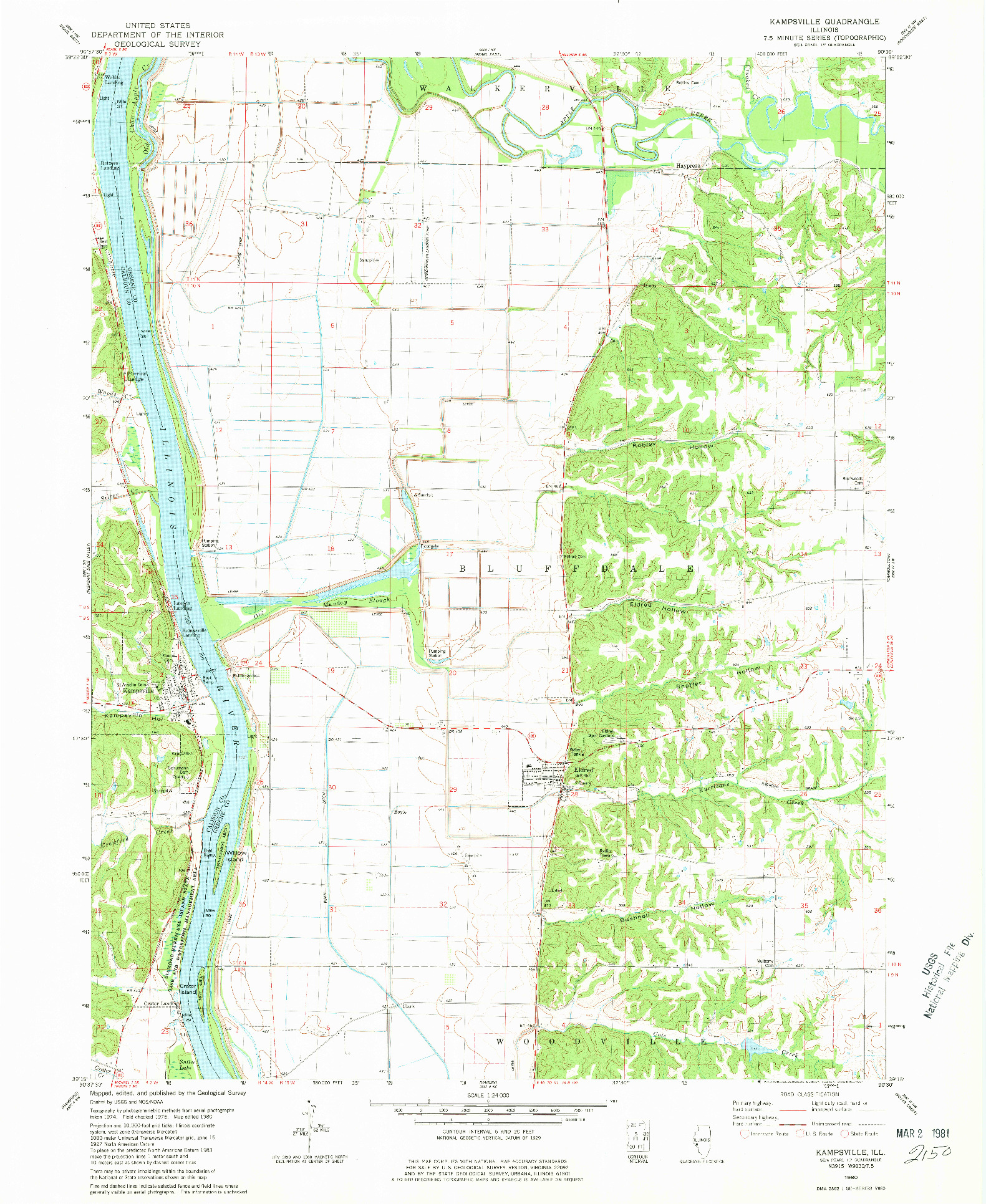 USGS 1:24000-SCALE QUADRANGLE FOR KAMPSVILLE, IL 1980