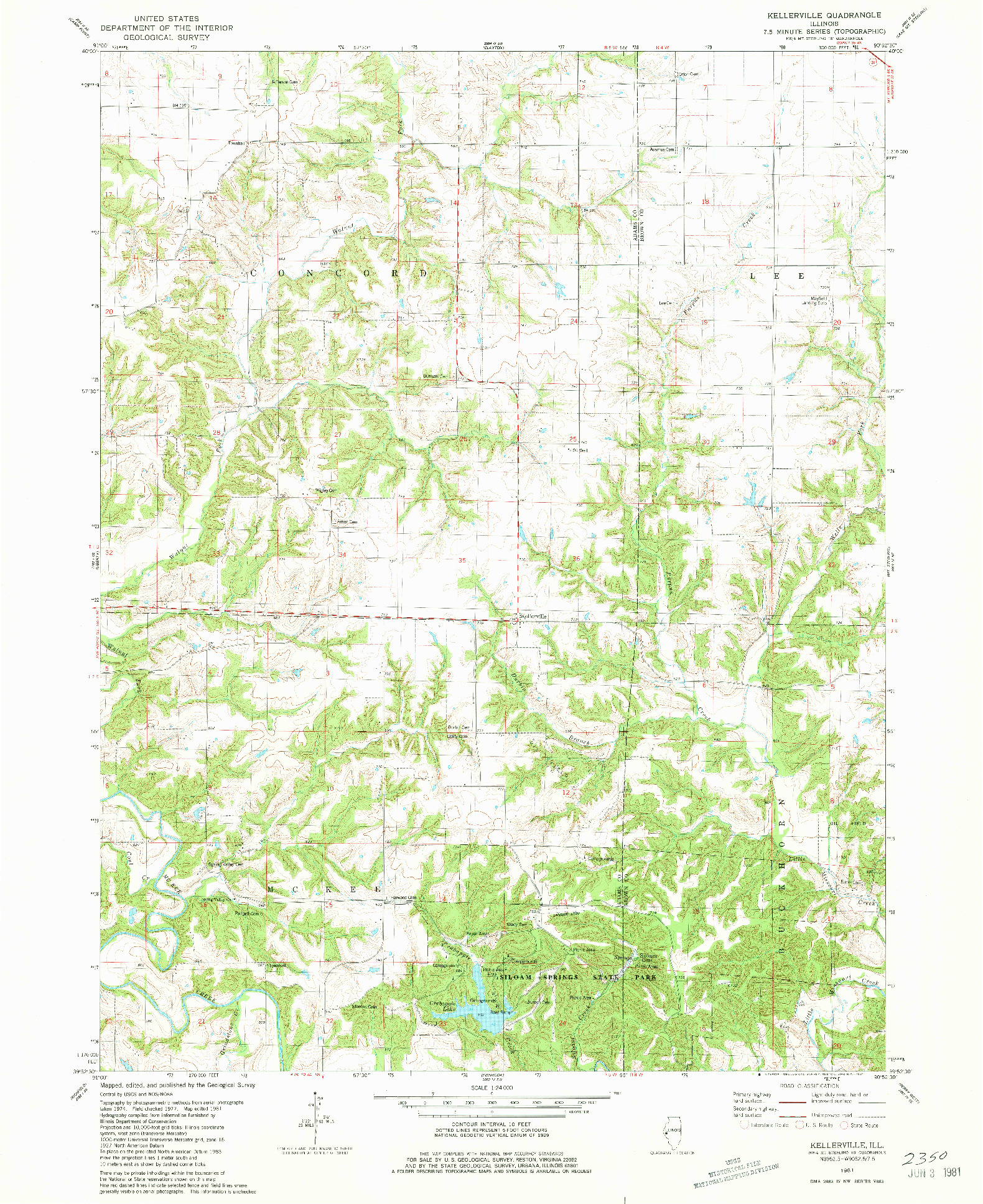 USGS 1:24000-SCALE QUADRANGLE FOR KELLERVILLE, IL 1981