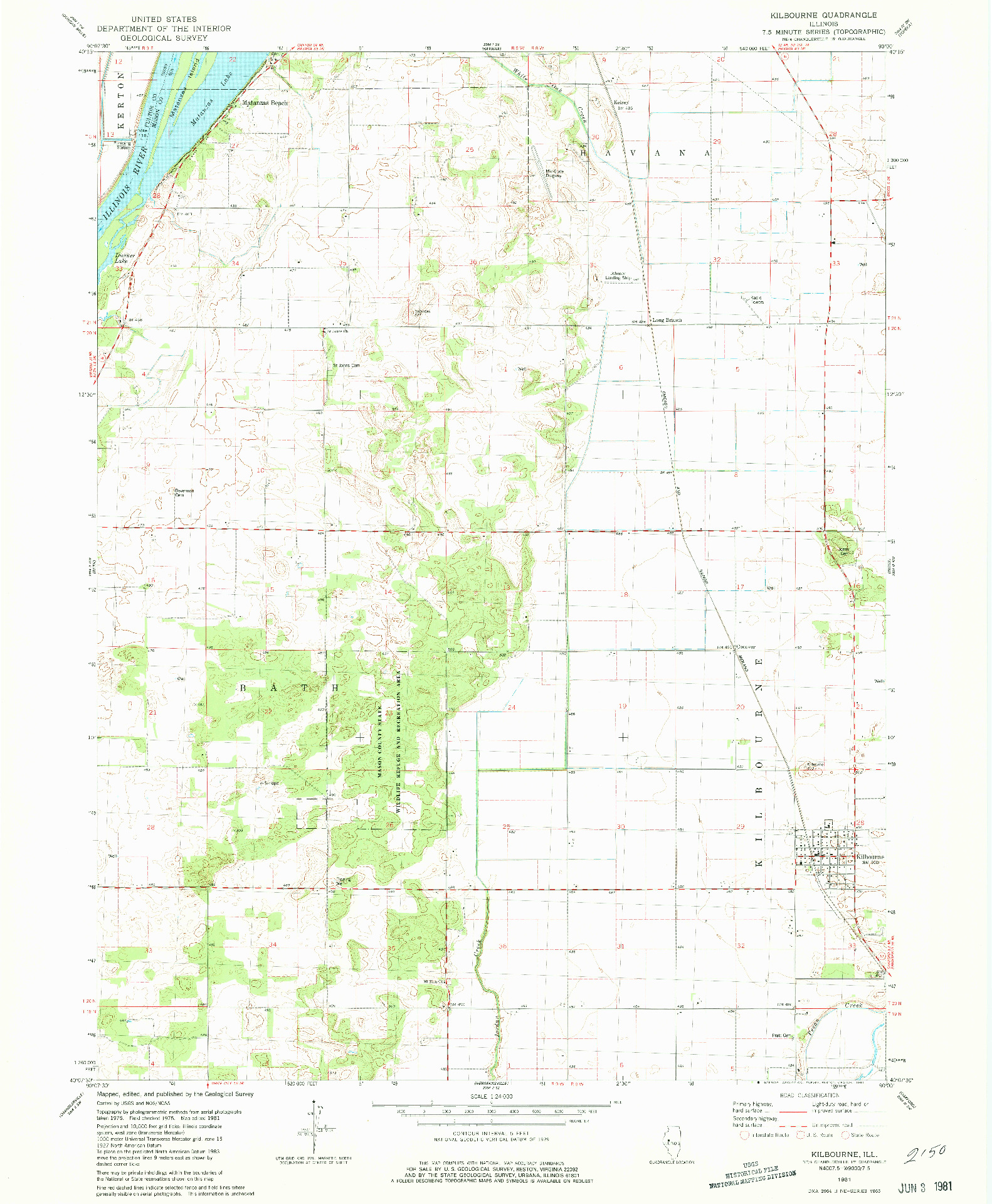 USGS 1:24000-SCALE QUADRANGLE FOR KILBOURNE, IL 1981