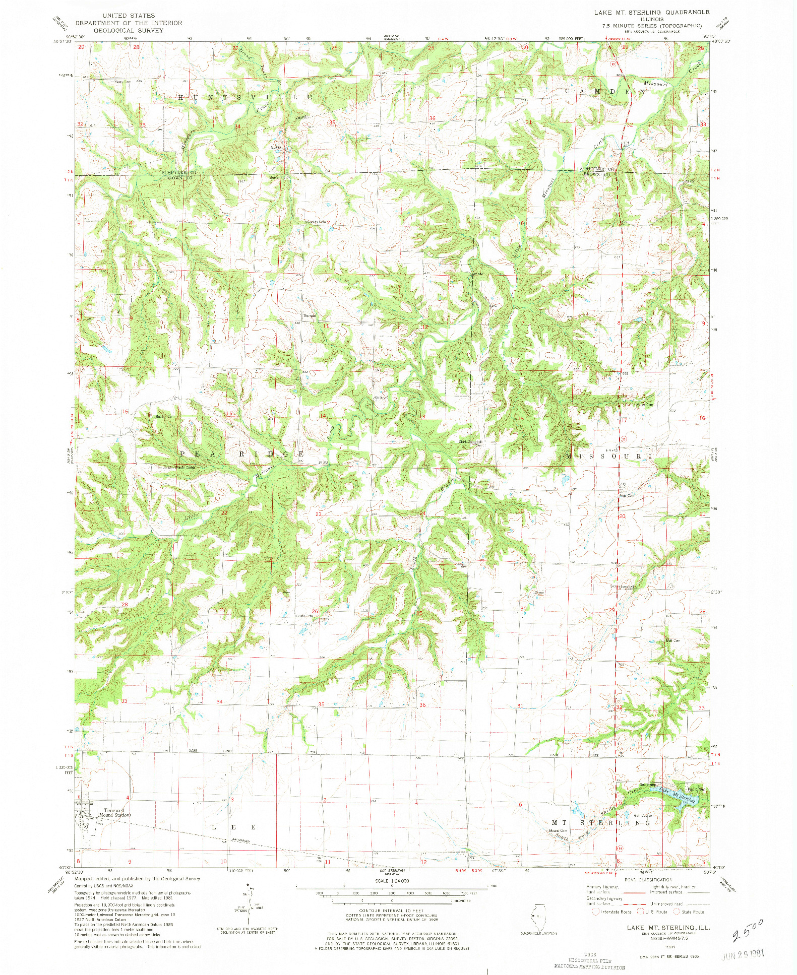 USGS 1:24000-SCALE QUADRANGLE FOR LAKE MT. STERLING, IL 1981