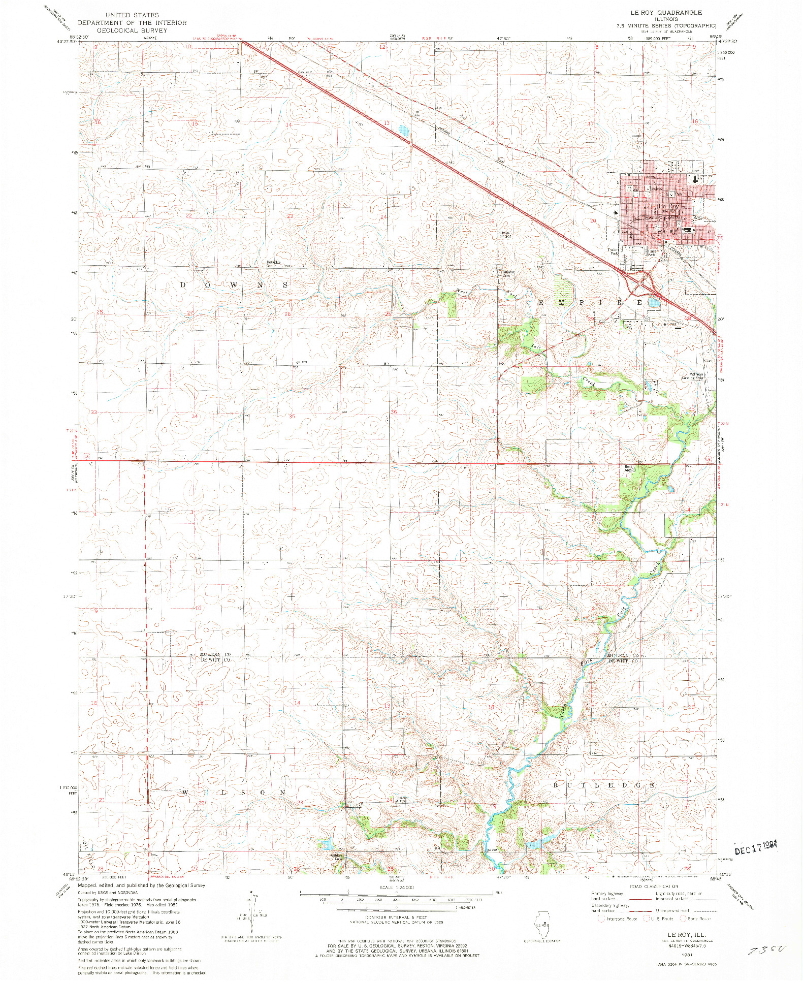 USGS 1:24000-SCALE QUADRANGLE FOR LE ROY, IL 1981