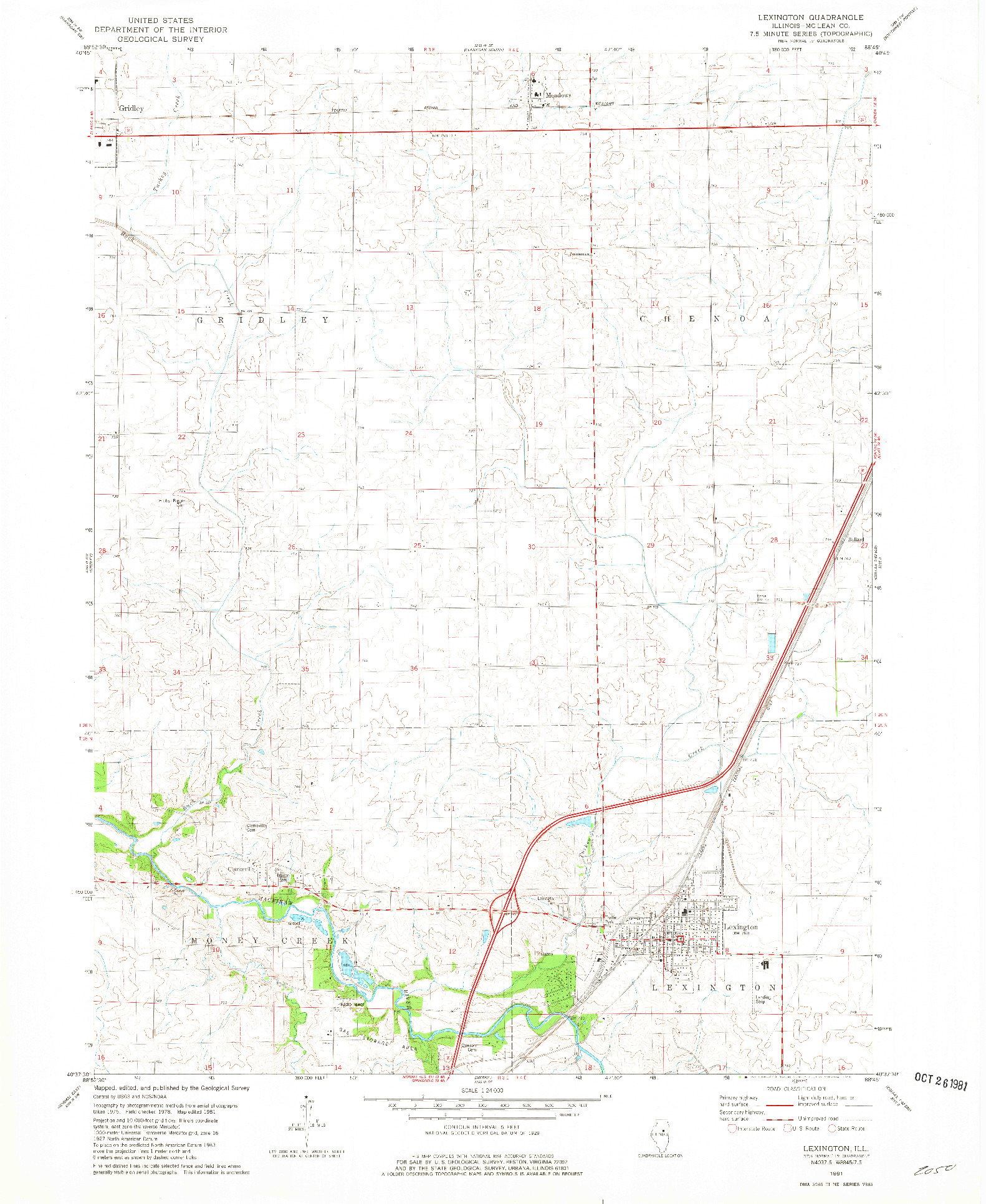 USGS 1:24000-SCALE QUADRANGLE FOR LEXINGTON, IL 1981