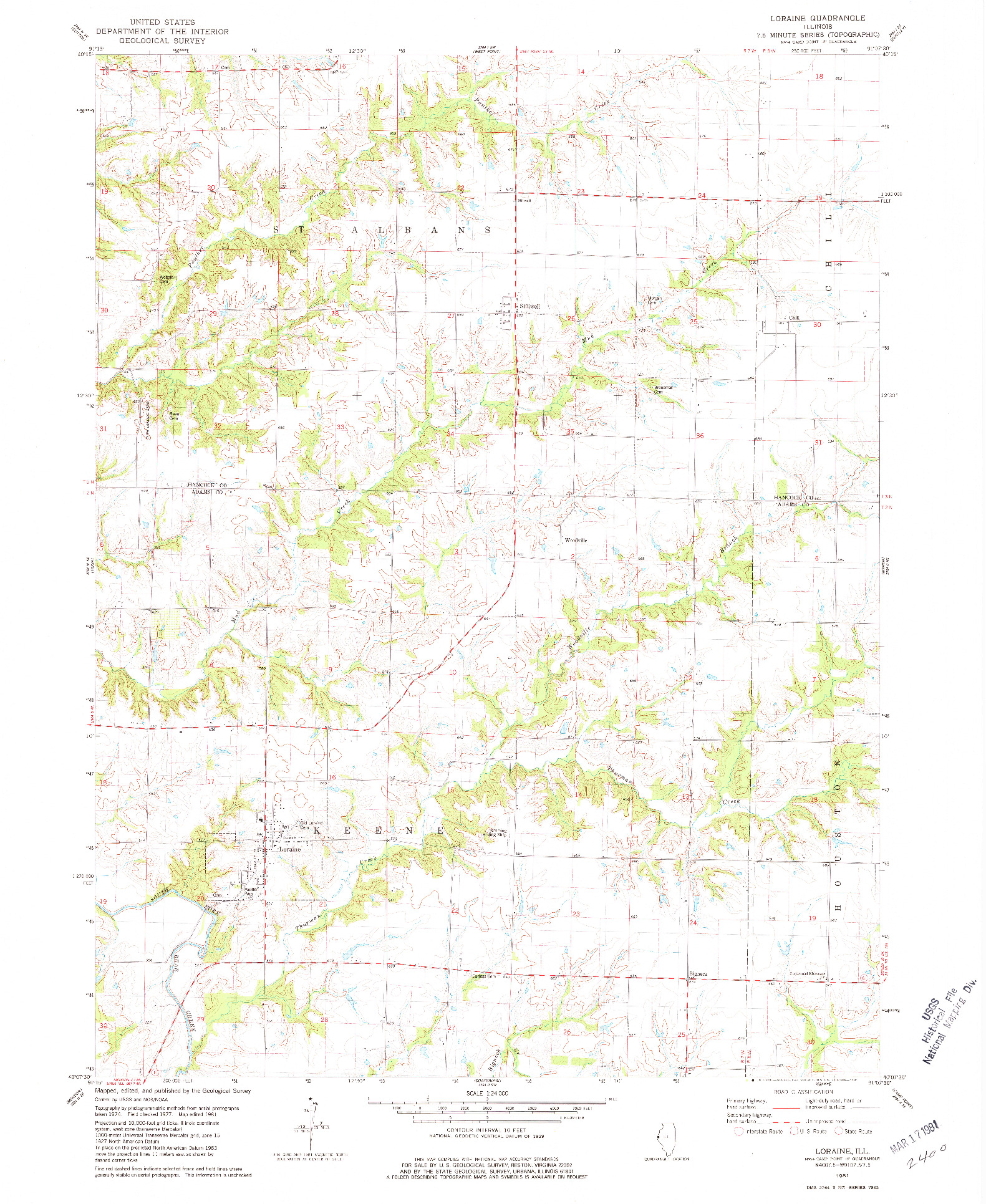 USGS 1:24000-SCALE QUADRANGLE FOR LORAINE, IL 1981