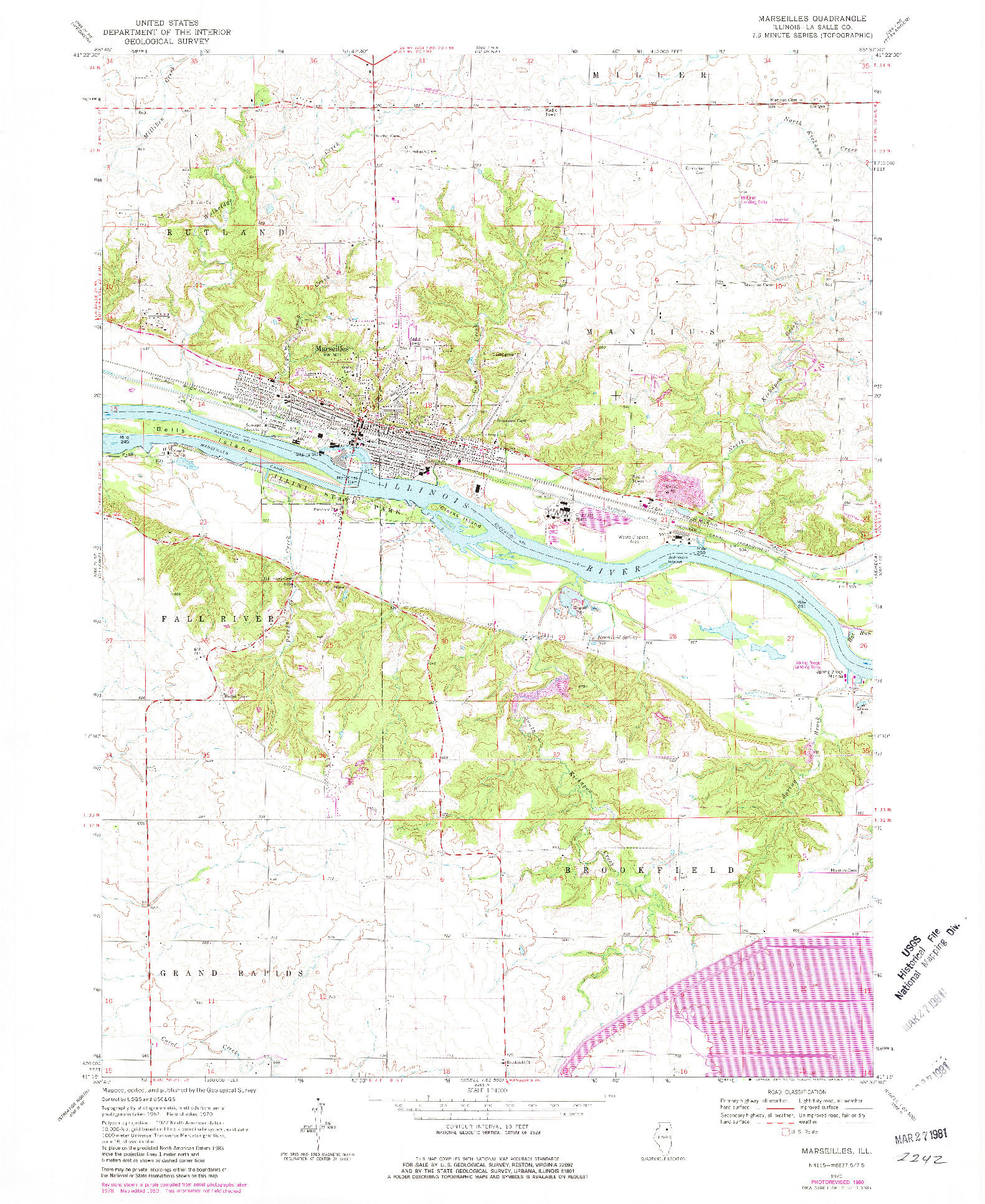 USGS 1:24000-SCALE QUADRANGLE FOR MARSEILLES, IL 1970