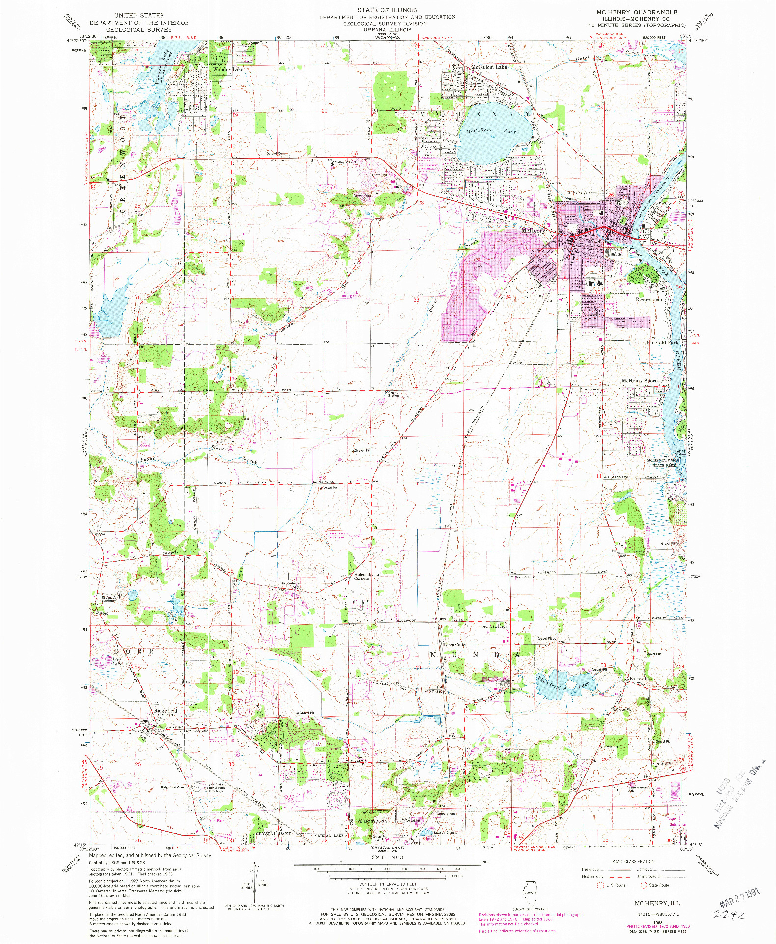 USGS 1:24000-SCALE QUADRANGLE FOR MCHENRY, IL 1963