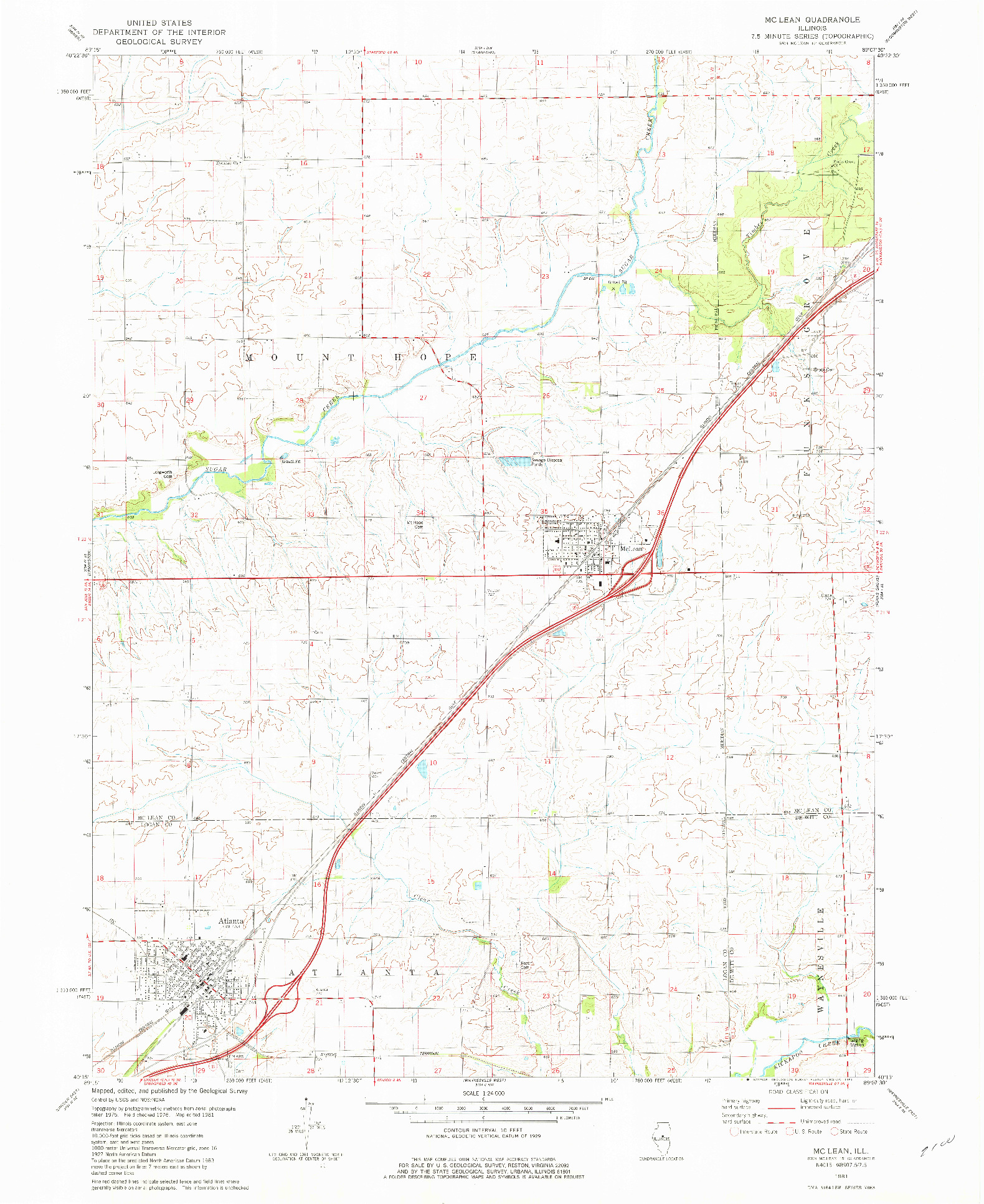 USGS 1:24000-SCALE QUADRANGLE FOR MCLEAN, IL 1981