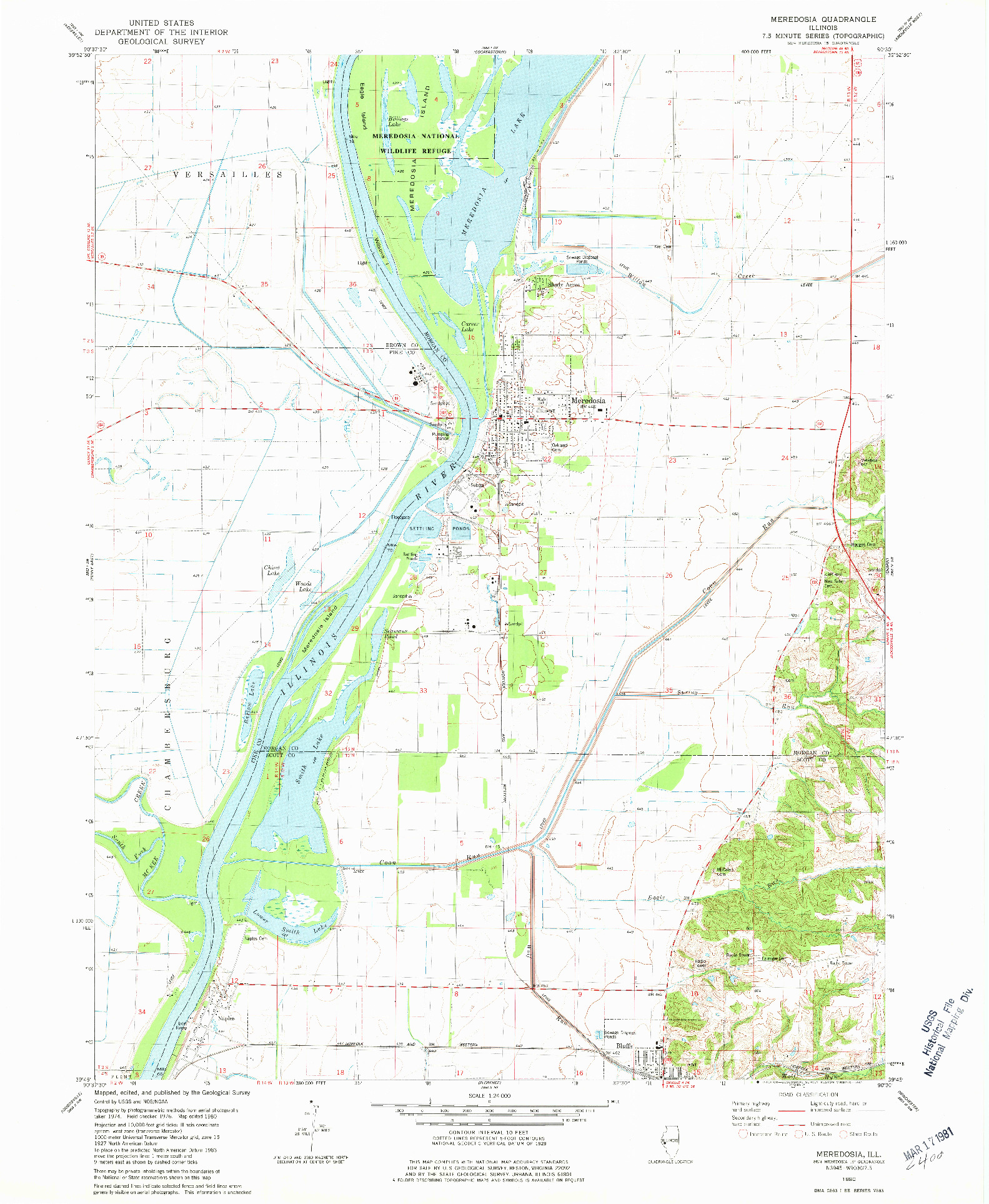 USGS 1:24000-SCALE QUADRANGLE FOR MEREDOSIA, IL 1980