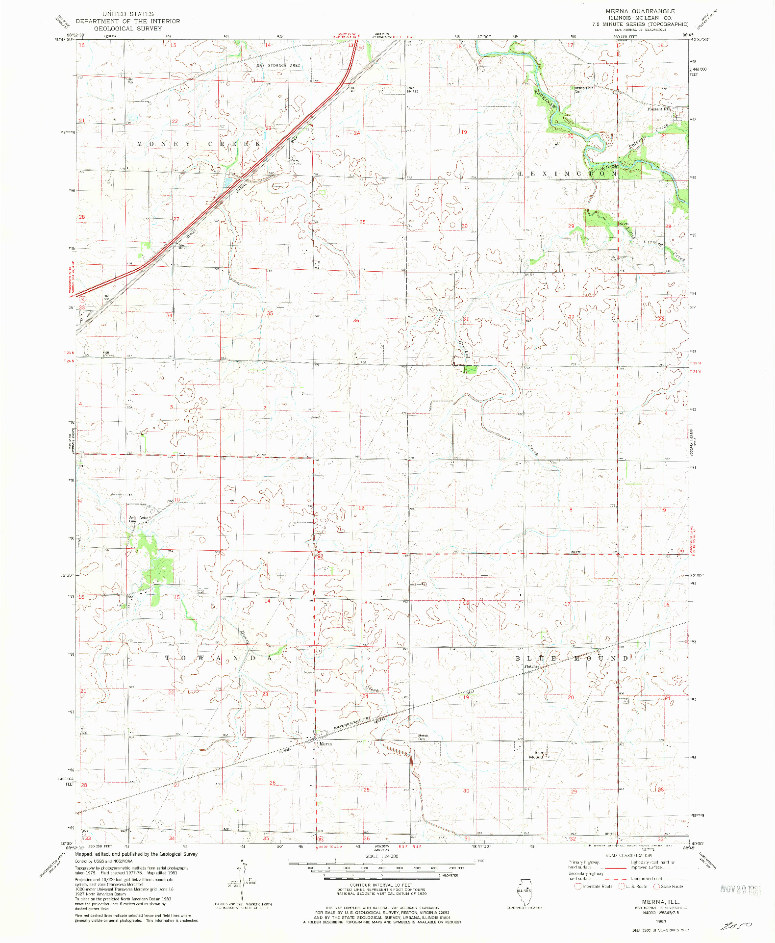 USGS 1:24000-SCALE QUADRANGLE FOR MERNA, IL 1981