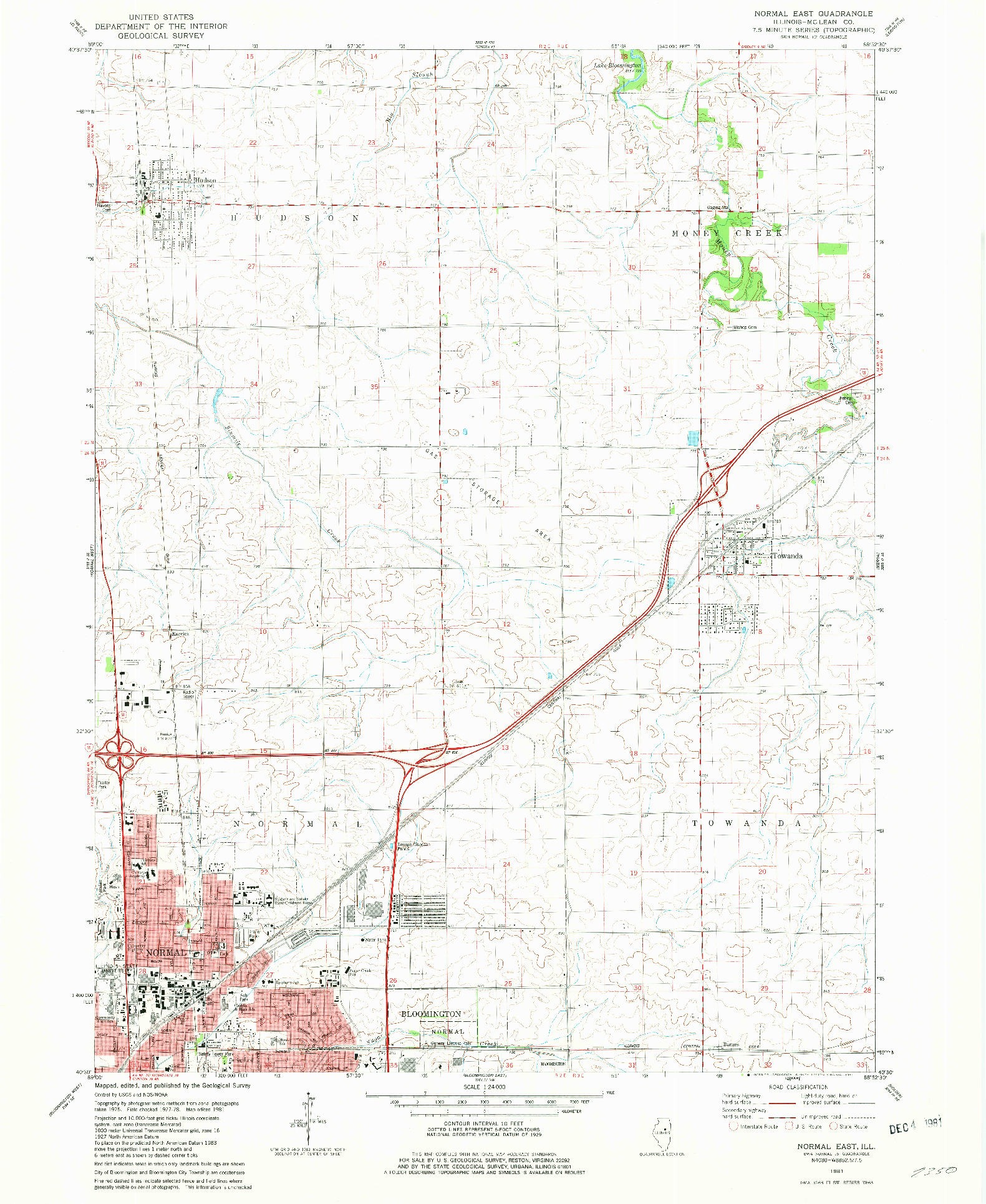 USGS 1:24000-SCALE QUADRANGLE FOR NORMAL EAST, IL 1981