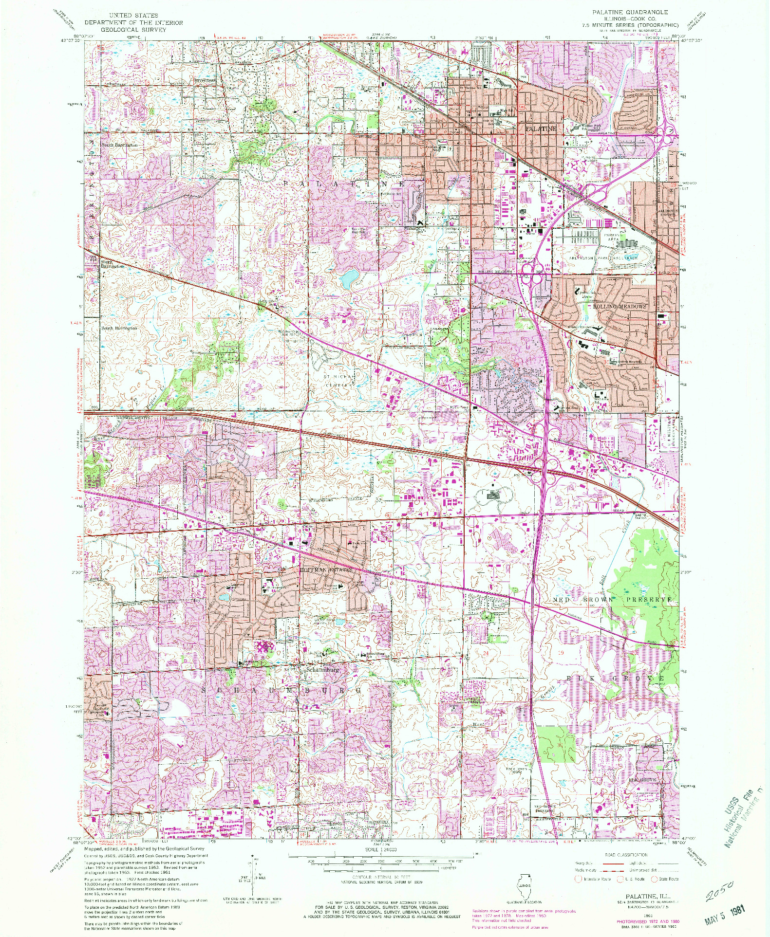 USGS 1:24000-SCALE QUADRANGLE FOR PALATINE, IL 1961