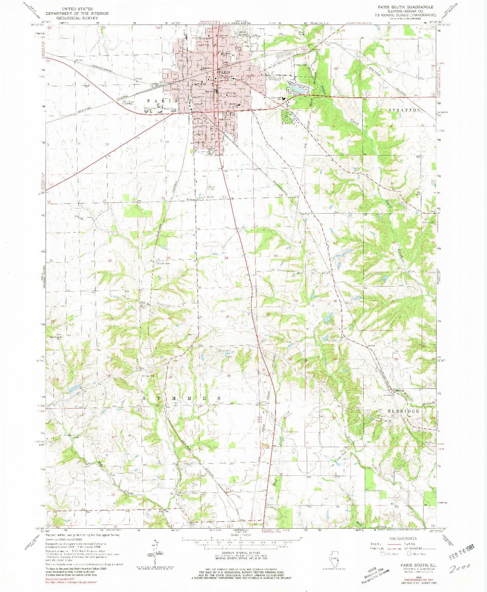 USGS 1:24000-SCALE QUADRANGLE FOR PARIS SOUTH, IL 1966