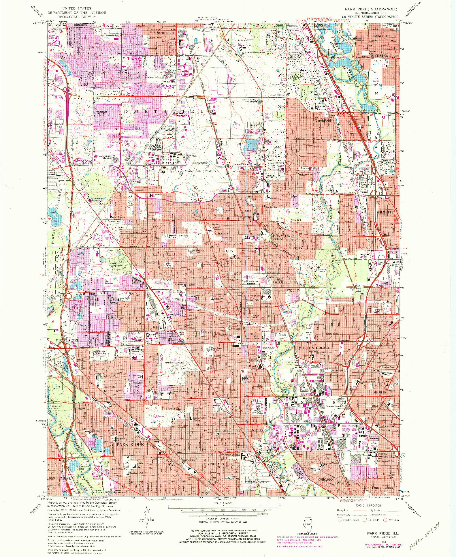 USGS 1:24000-SCALE QUADRANGLE FOR PARK RIDGE, IL 1963