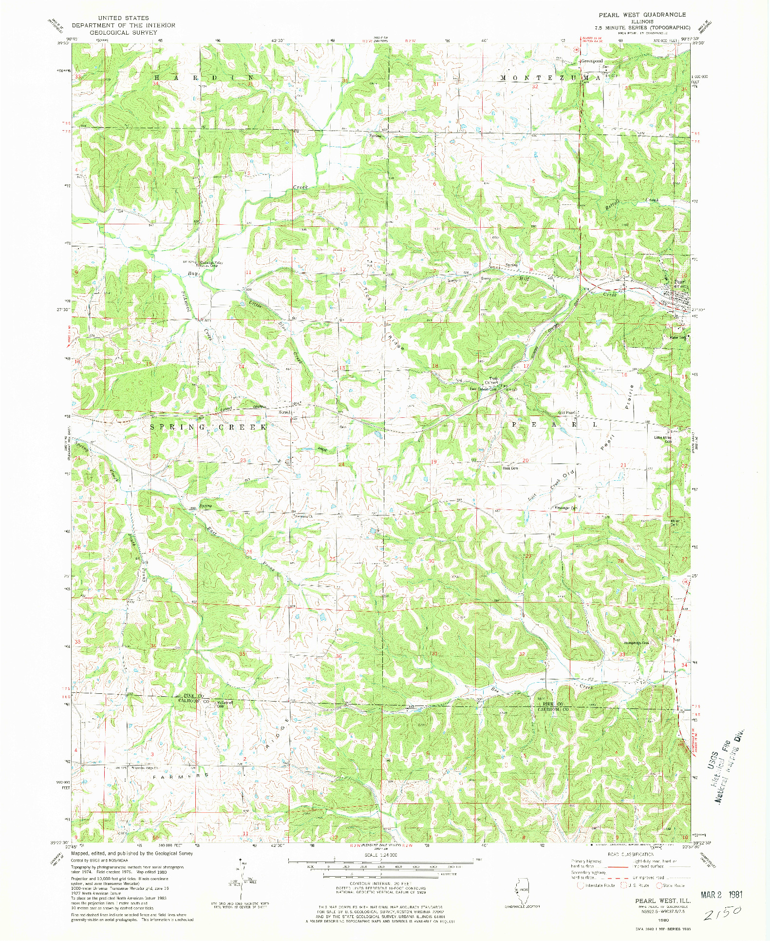 USGS 1:24000-SCALE QUADRANGLE FOR PEARL WEST, IL 1980