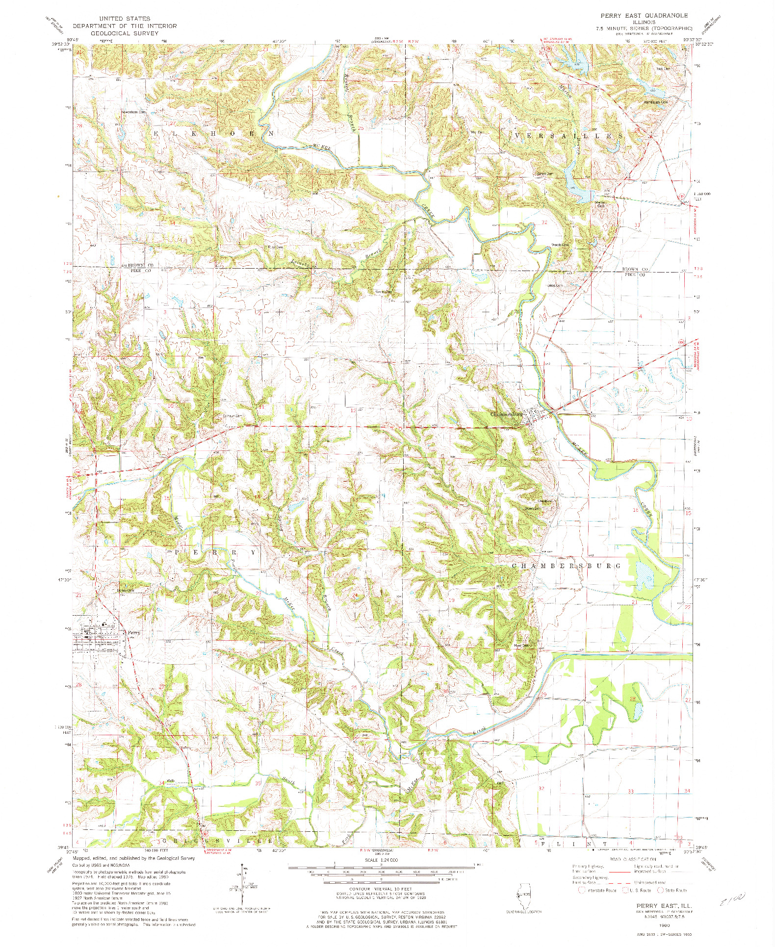 USGS 1:24000-SCALE QUADRANGLE FOR PERRY EAST, IL 1980
