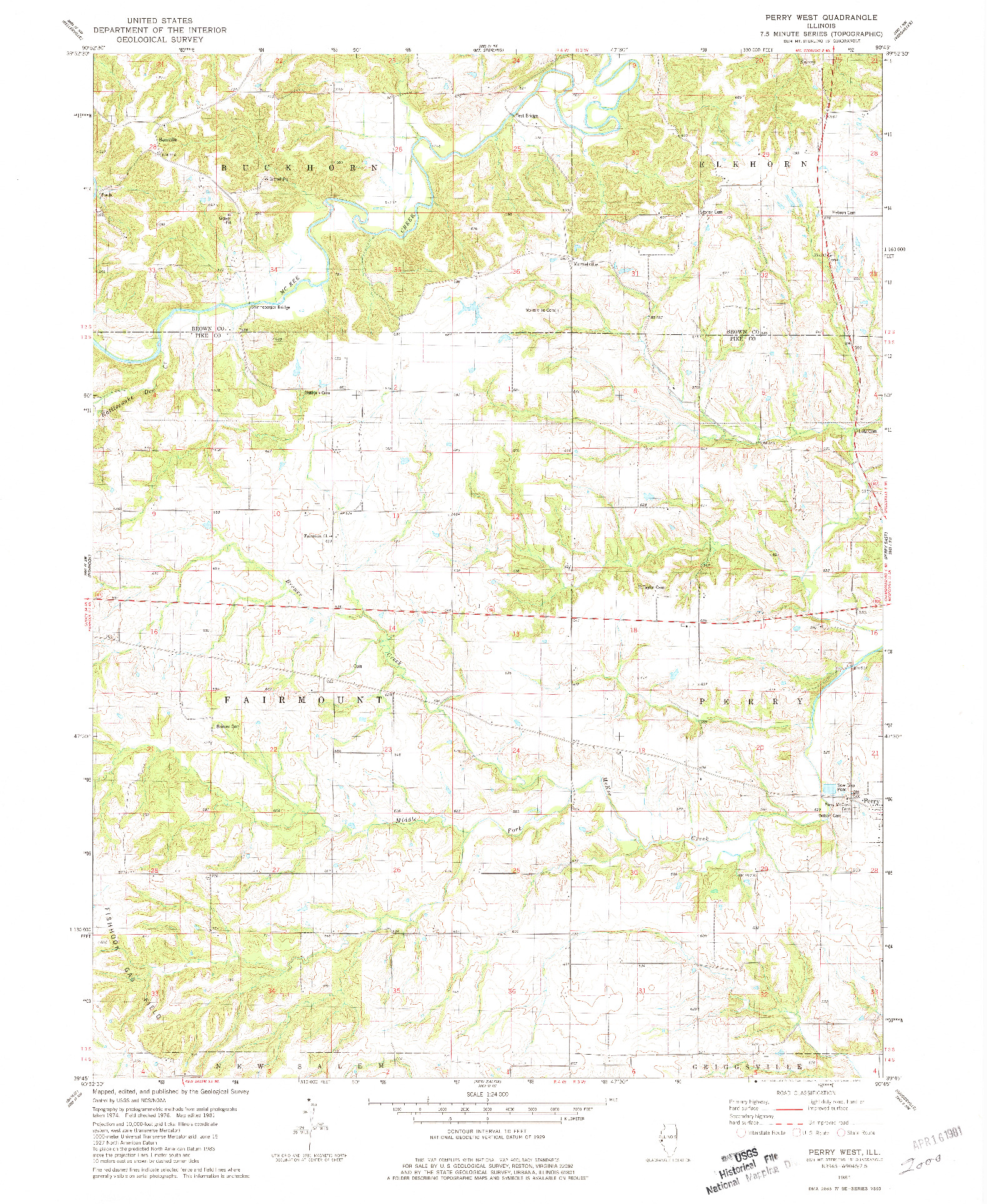 USGS 1:24000-SCALE QUADRANGLE FOR PERRY WEST, IL 1981