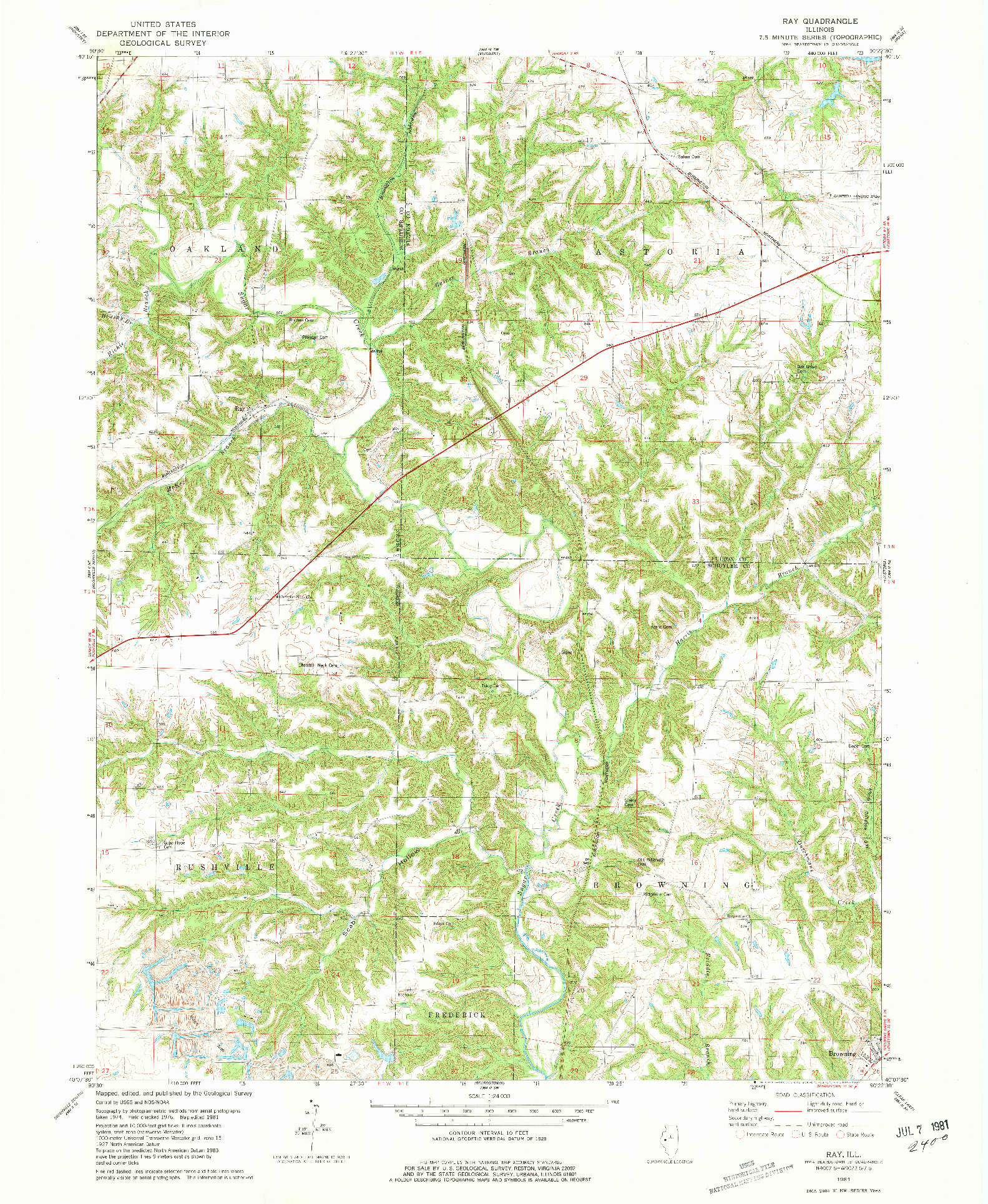 USGS 1:24000-SCALE QUADRANGLE FOR RAY, IL 1981
