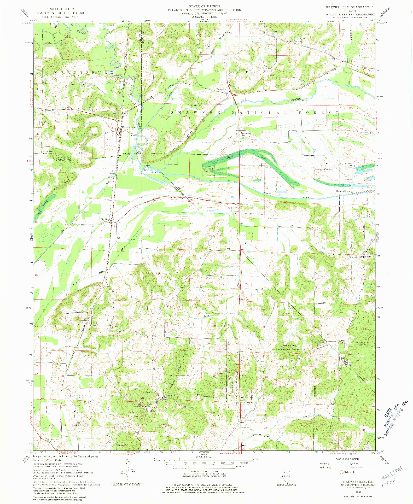 USGS 1:24000-SCALE QUADRANGLE FOR REEVESVILLE, IL 1962