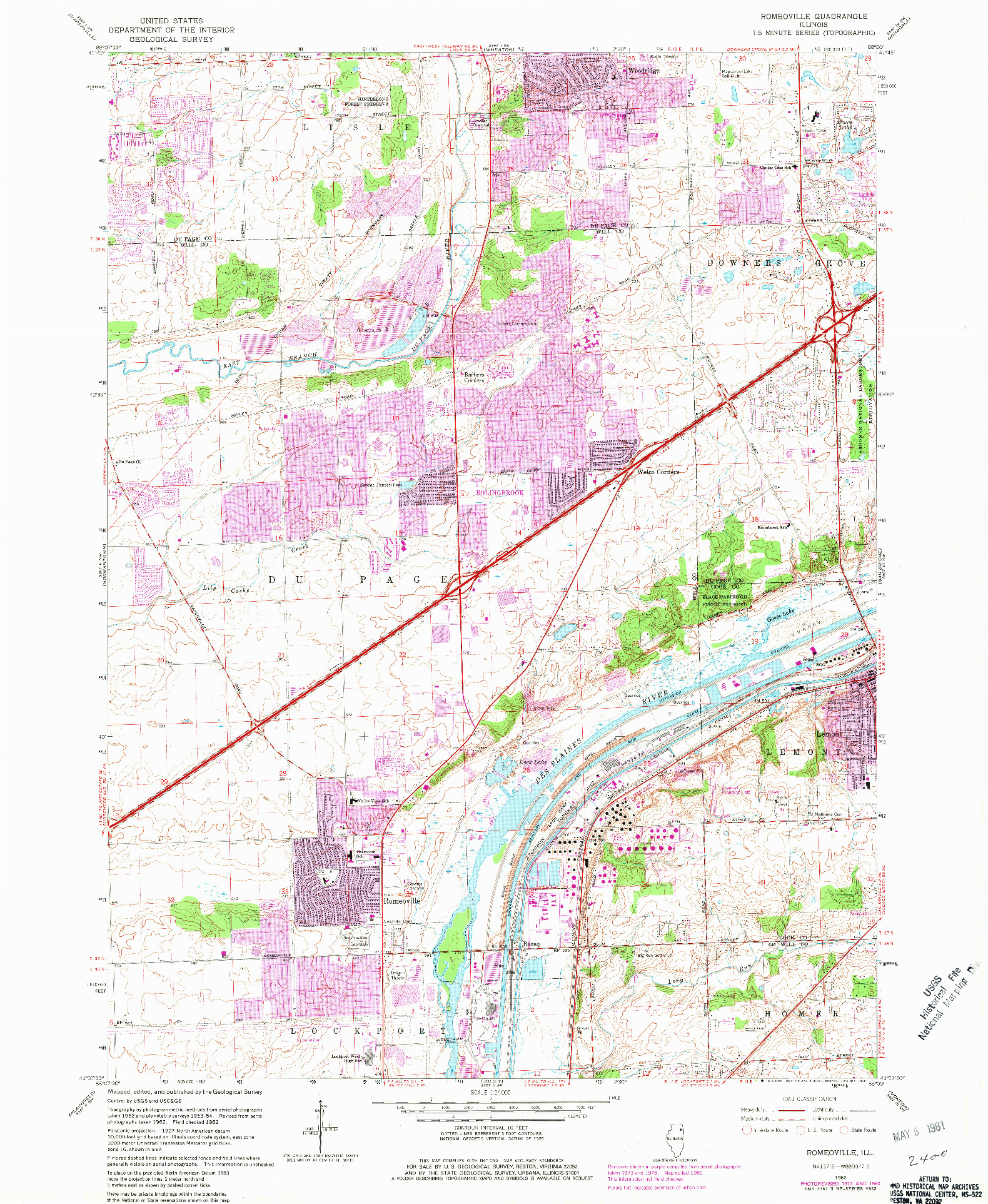 USGS 1:24000-SCALE QUADRANGLE FOR ROMEOVILLE, IL 1962