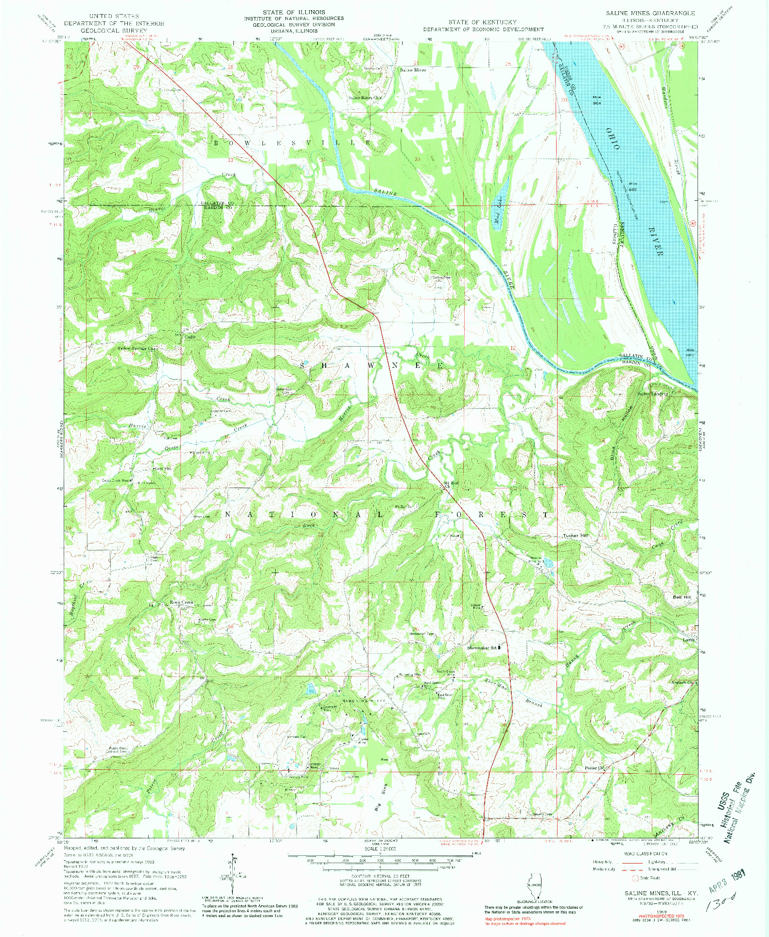 USGS 1:24000-SCALE QUADRANGLE FOR SALINE MINES, IL 1959