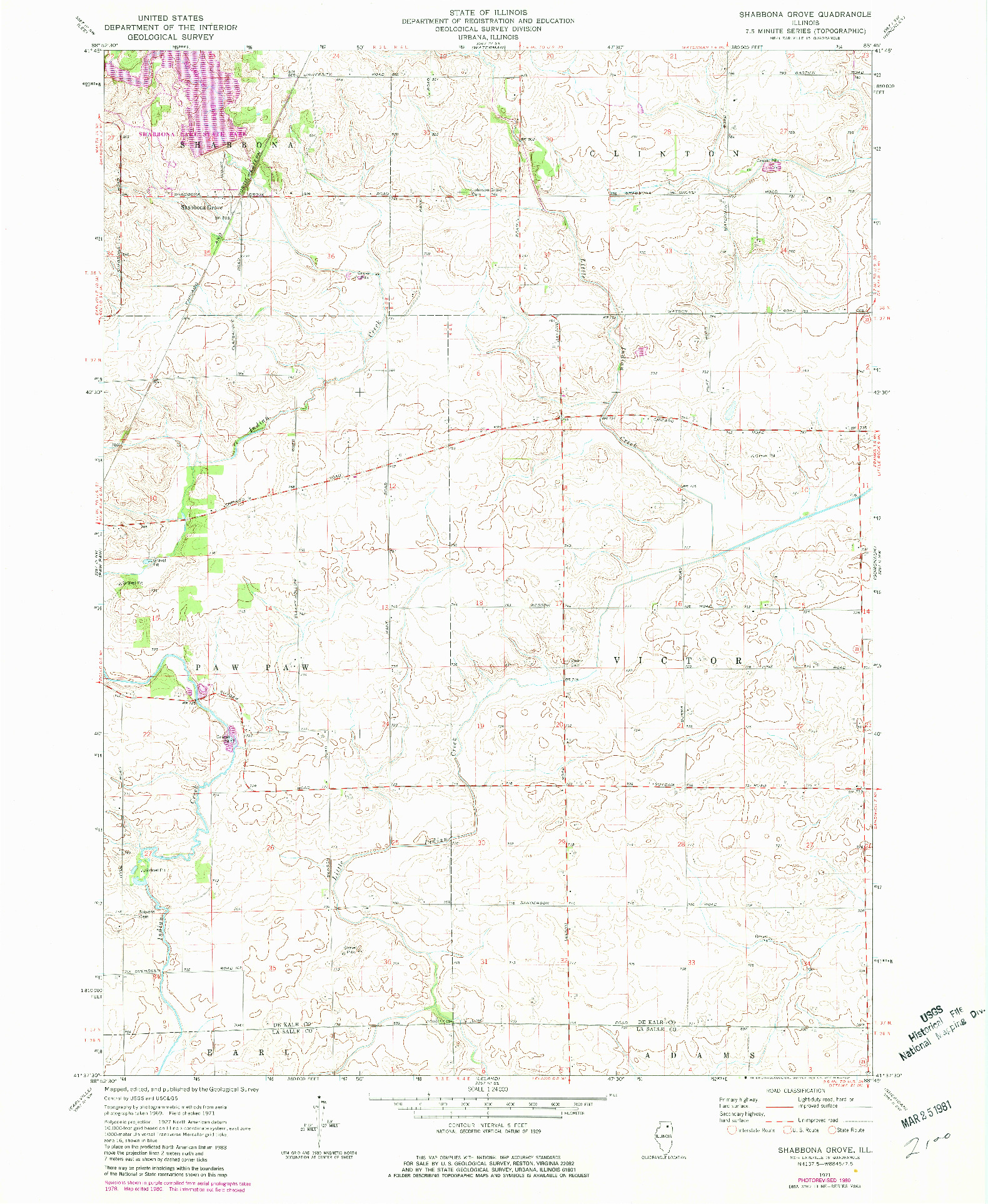USGS 1:24000-SCALE QUADRANGLE FOR SHABBONA GROVE, IL 1971