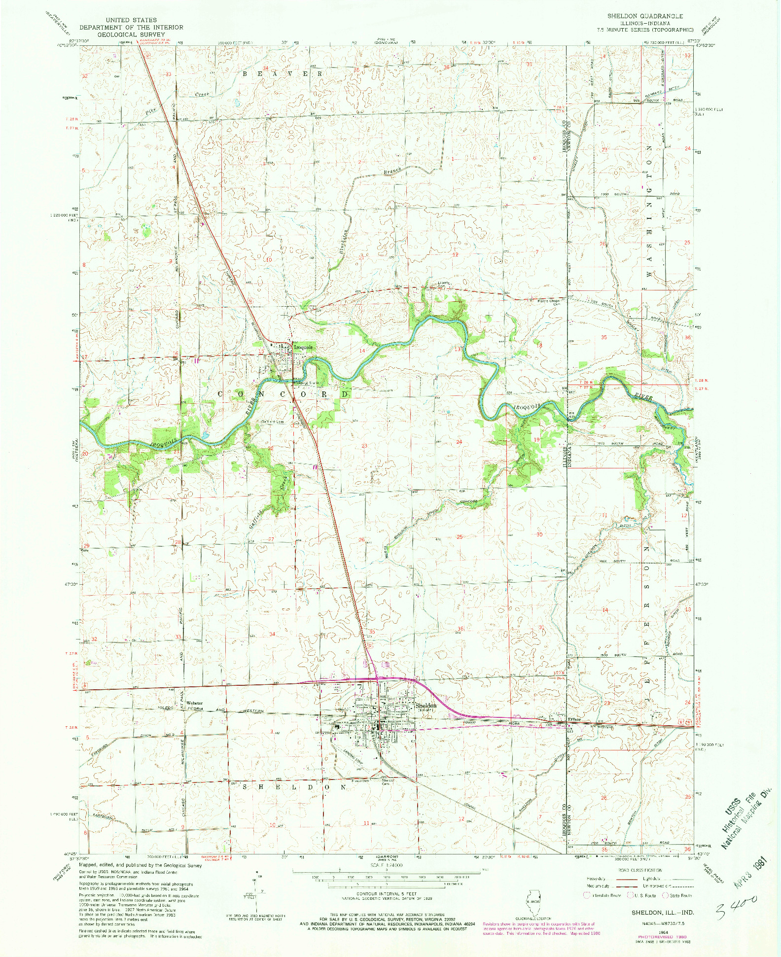USGS 1:24000-SCALE QUADRANGLE FOR SHELDON, IL 1964