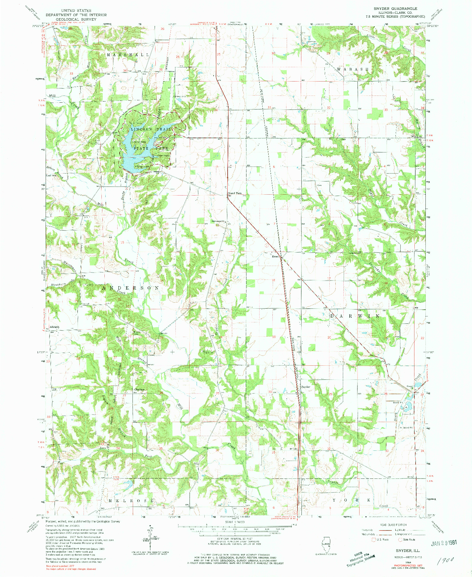 USGS 1:24000-SCALE QUADRANGLE FOR SNYDER, IL 1964