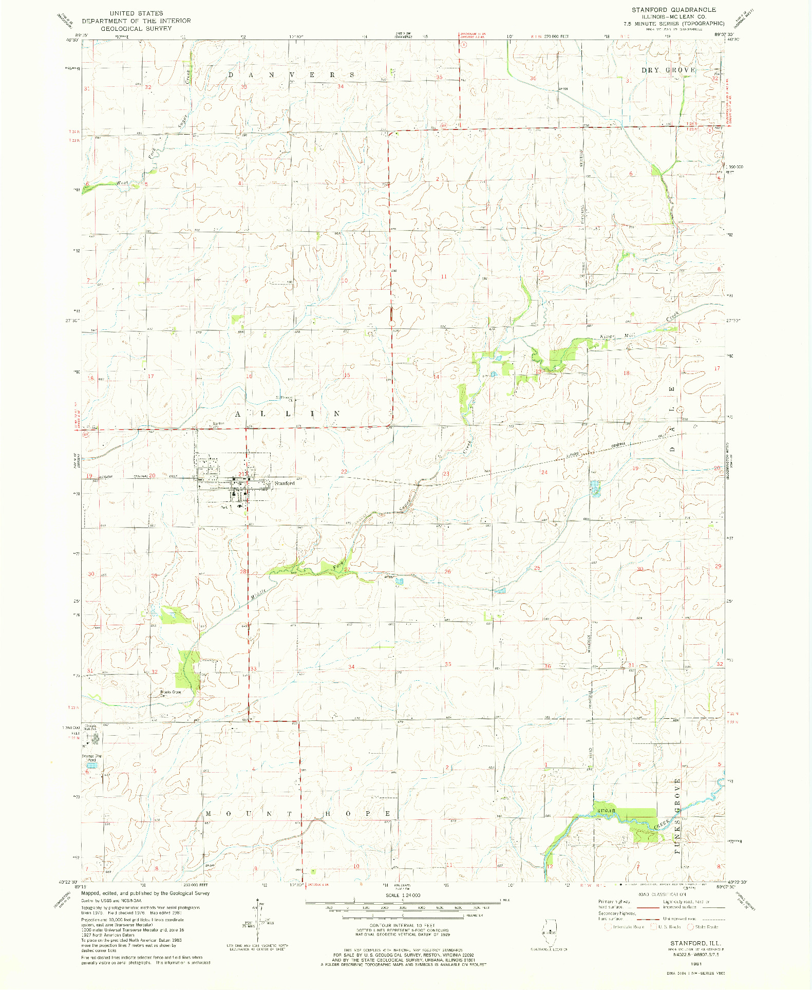 USGS 1:24000-SCALE QUADRANGLE FOR STANFORD, IL 1981