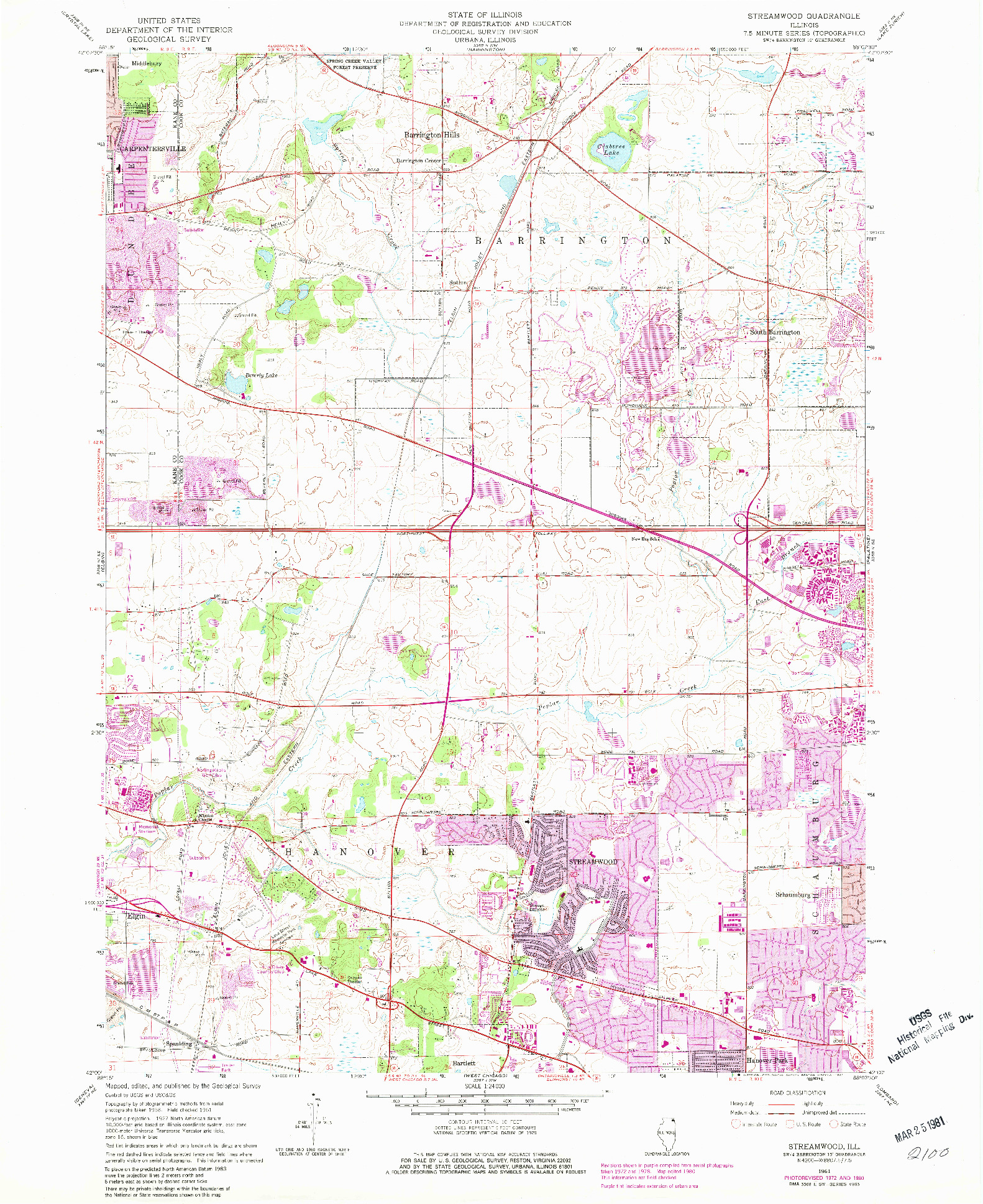 USGS 1:24000-SCALE QUADRANGLE FOR STREAMWOOD, IL 1961