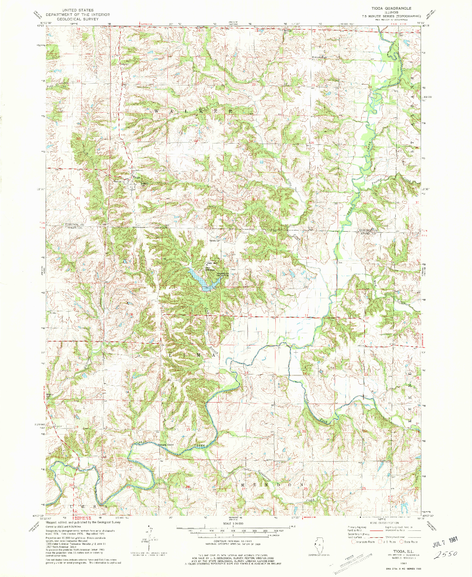 USGS 1:24000-SCALE QUADRANGLE FOR TIOGA, IL 1981