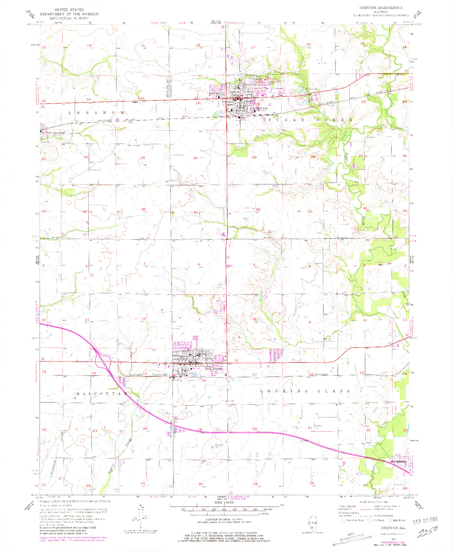 USGS 1:24000-SCALE QUADRANGLE FOR TRENTON, IL 1957