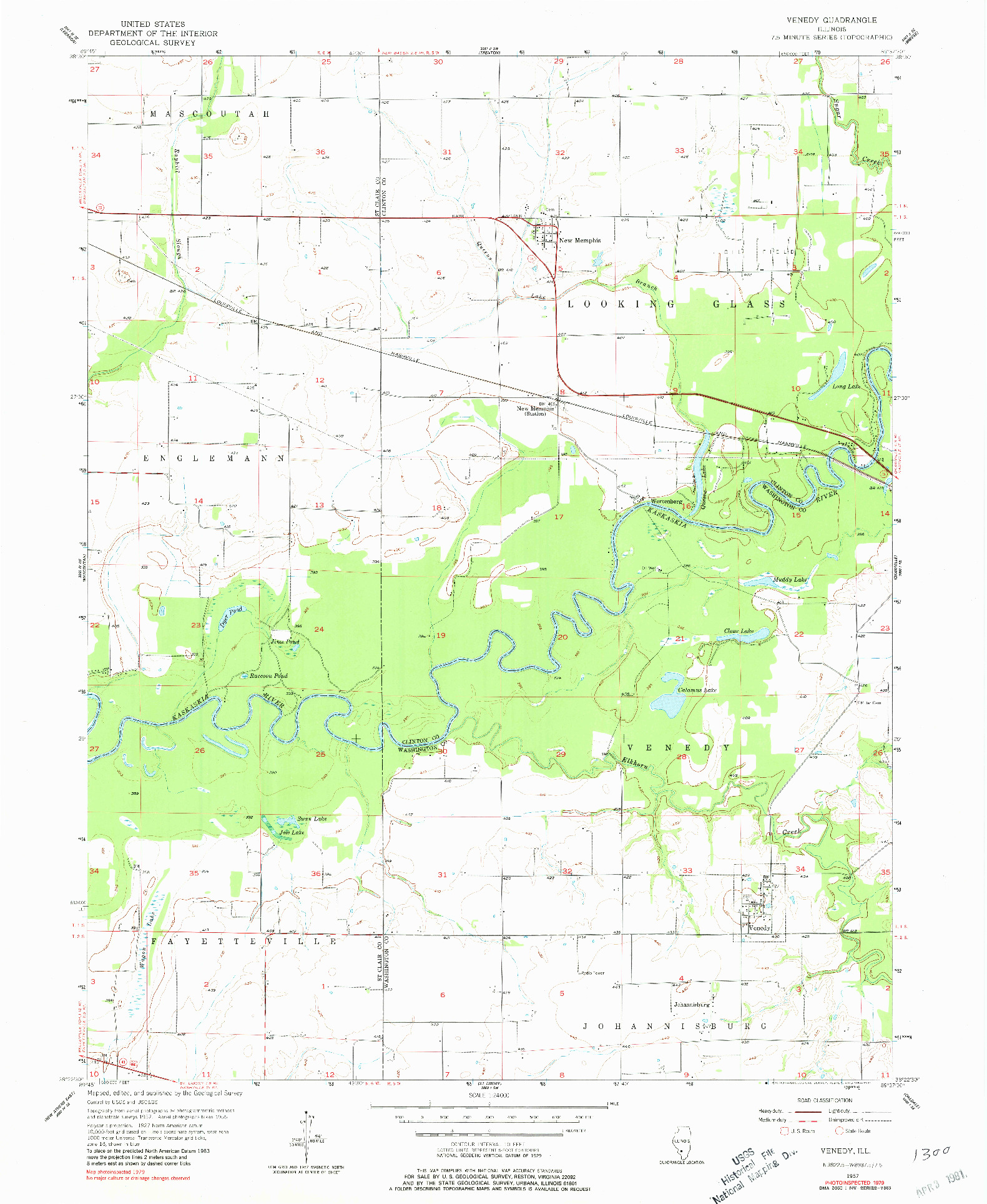 USGS 1:24000-SCALE QUADRANGLE FOR VENEDY, IL 1957