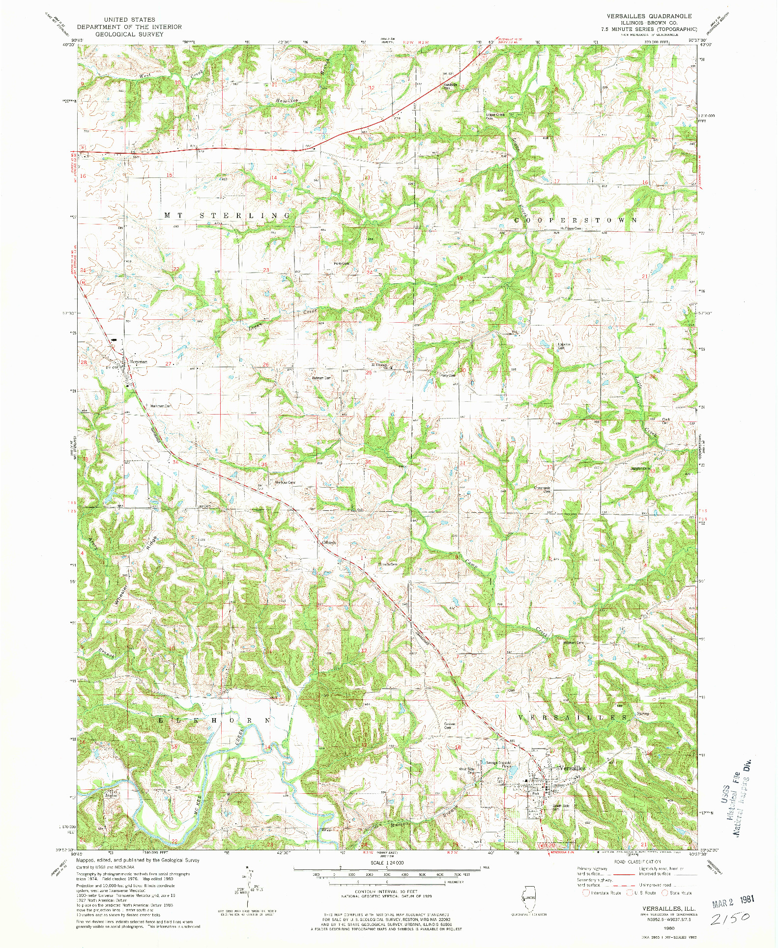 USGS 1:24000-SCALE QUADRANGLE FOR VERSAILLES, IL 1980