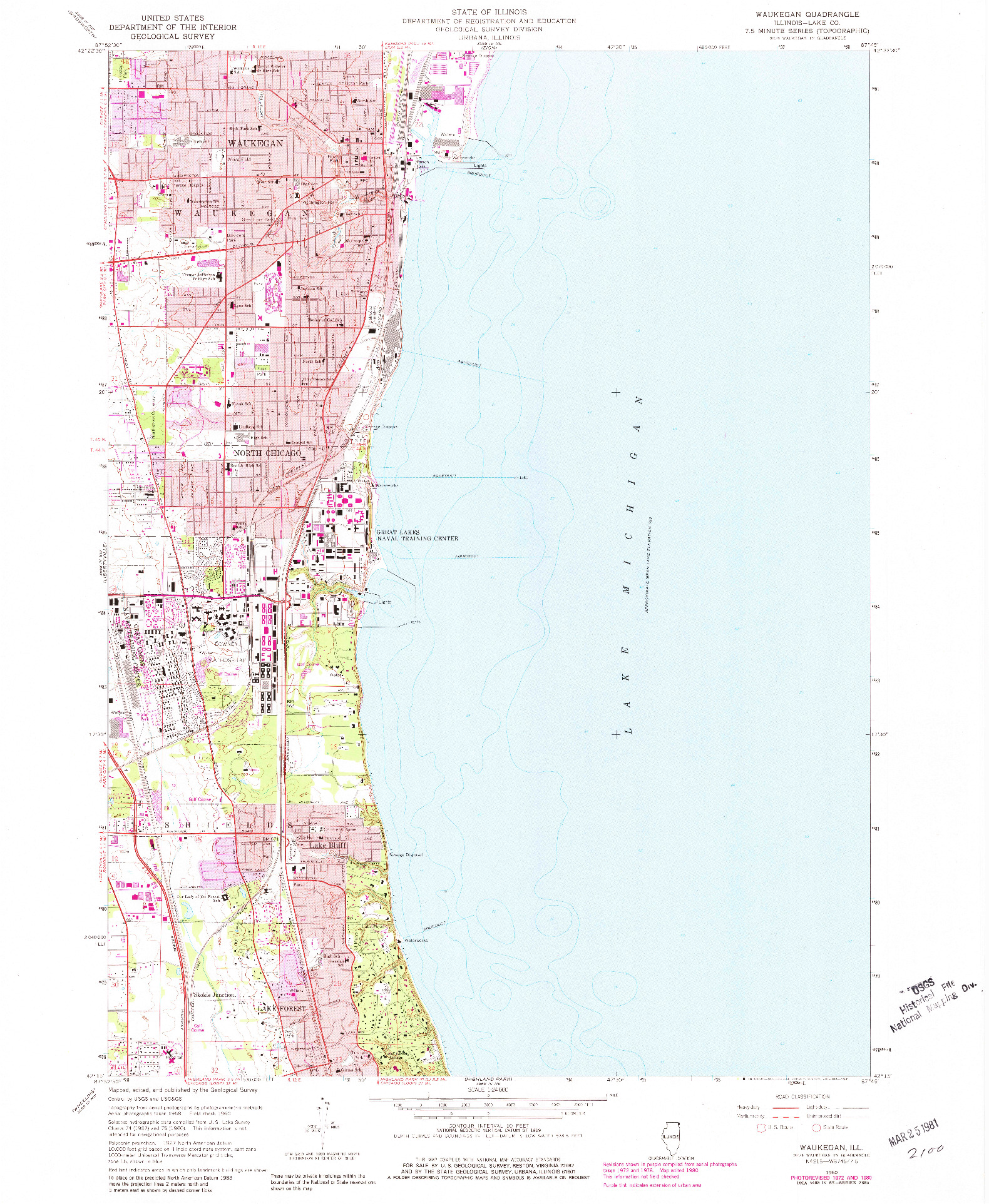 USGS 1:24000-SCALE QUADRANGLE FOR WEUKEGAN, IL 1960