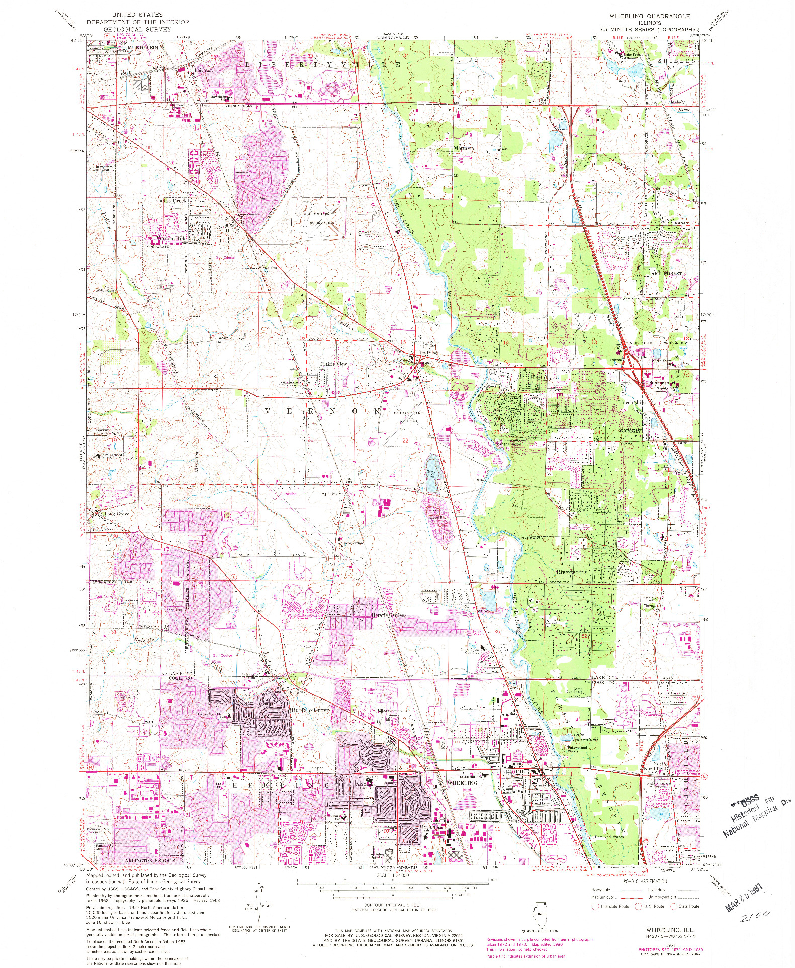 USGS 1:24000-SCALE QUADRANGLE FOR WHEELING, IL 1963