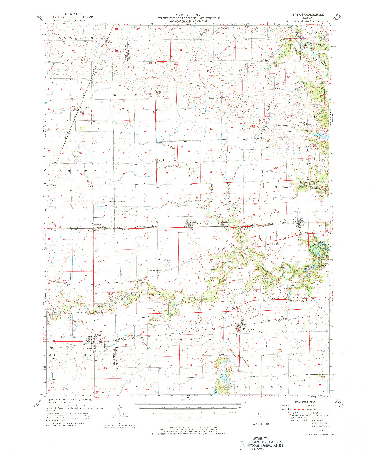 USGS 1:62500-SCALE QUADRANGLE FOR FITHIAN, IL 1957