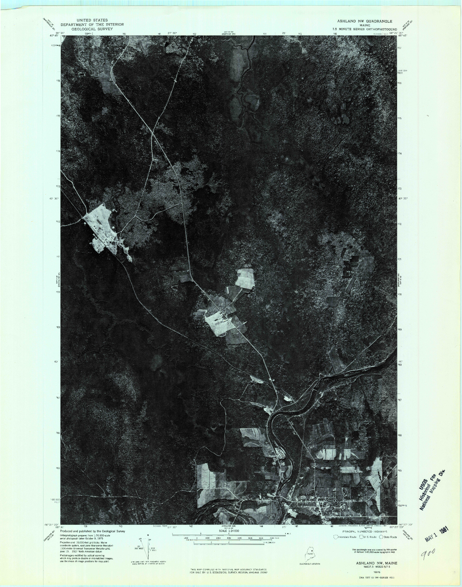 USGS 1:24000-SCALE QUADRANGLE FOR ASHLAND NW, ME 1975