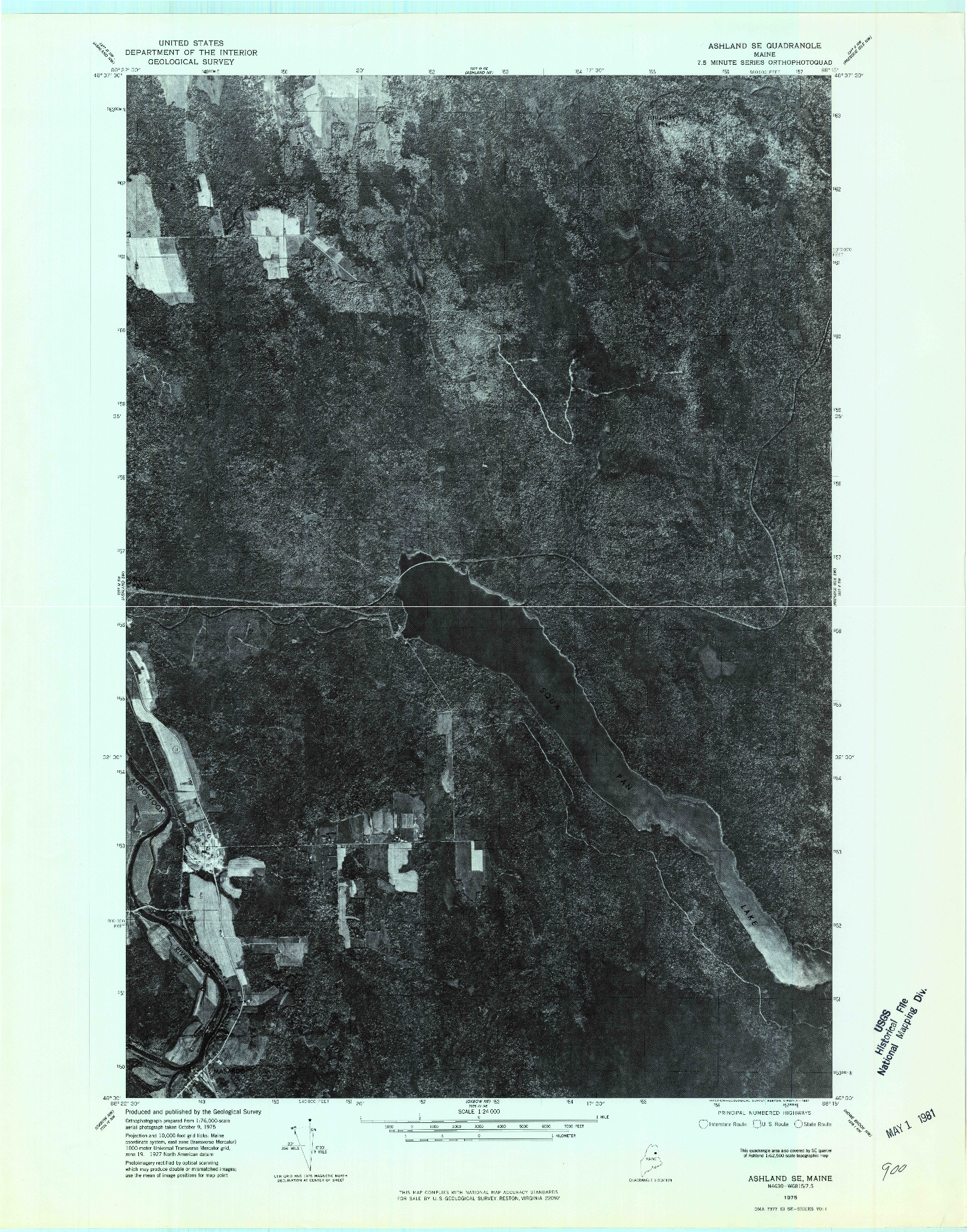 USGS 1:24000-SCALE QUADRANGLE FOR ASHLAND SE, ME 1975