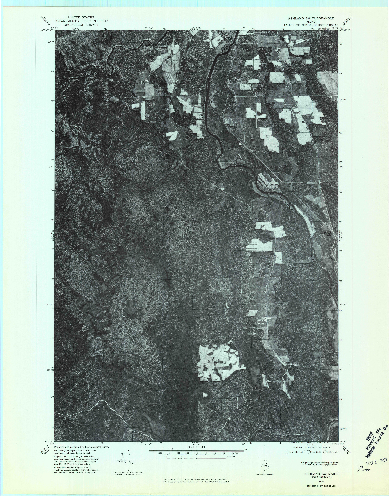 USGS 1:24000-SCALE QUADRANGLE FOR ASHLAND SW, ME 1975