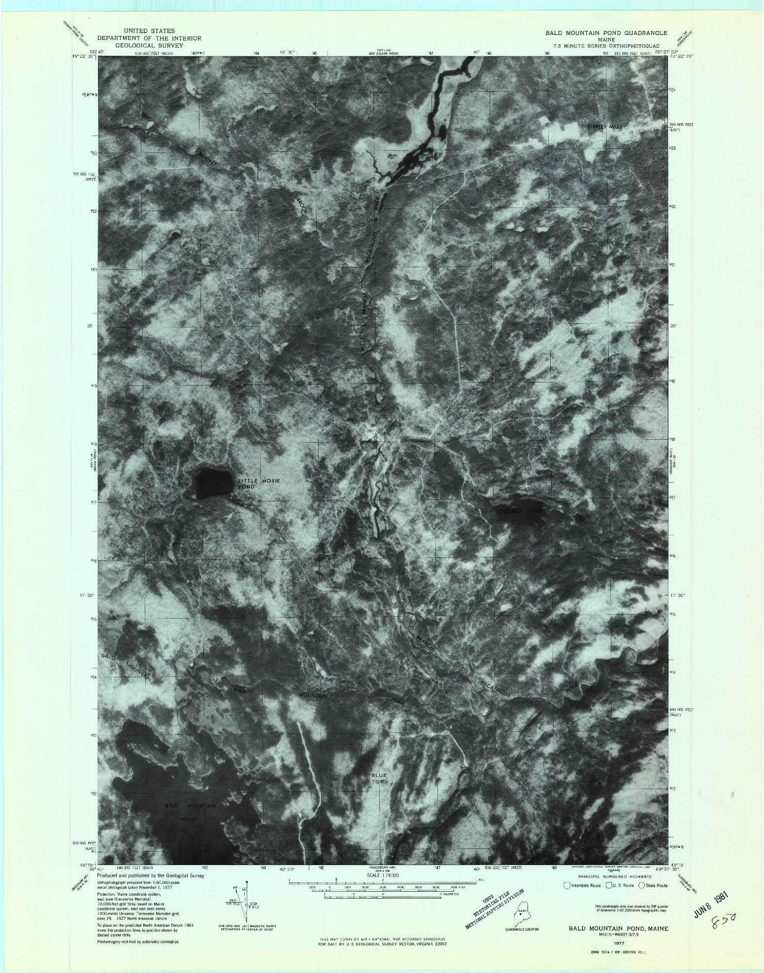 USGS 1:24000-SCALE QUADRANGLE FOR BALD MOUNTAIN POND, ME 1977