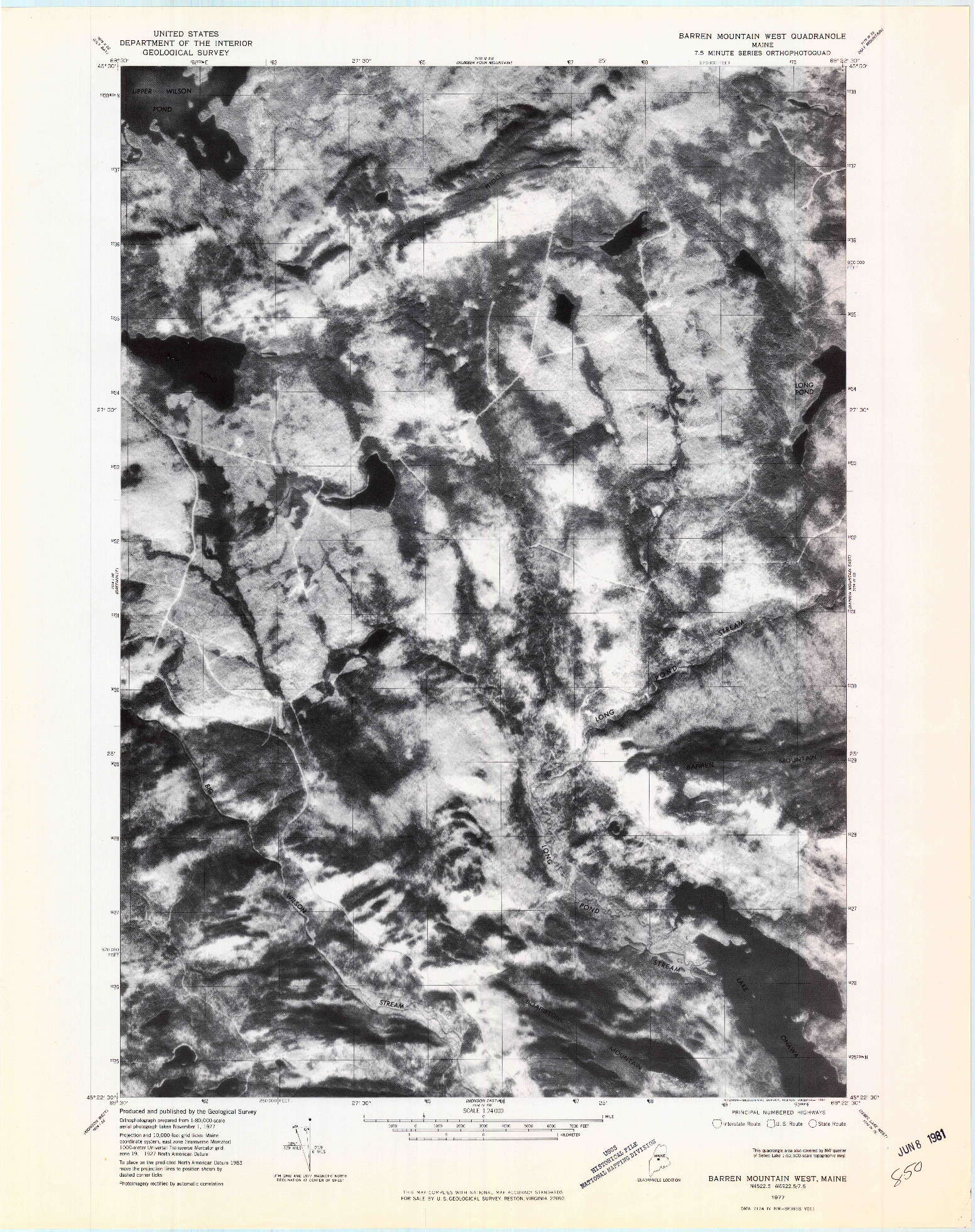USGS 1:24000-SCALE QUADRANGLE FOR BARREN MOUNTAIN WEST, ME 1977