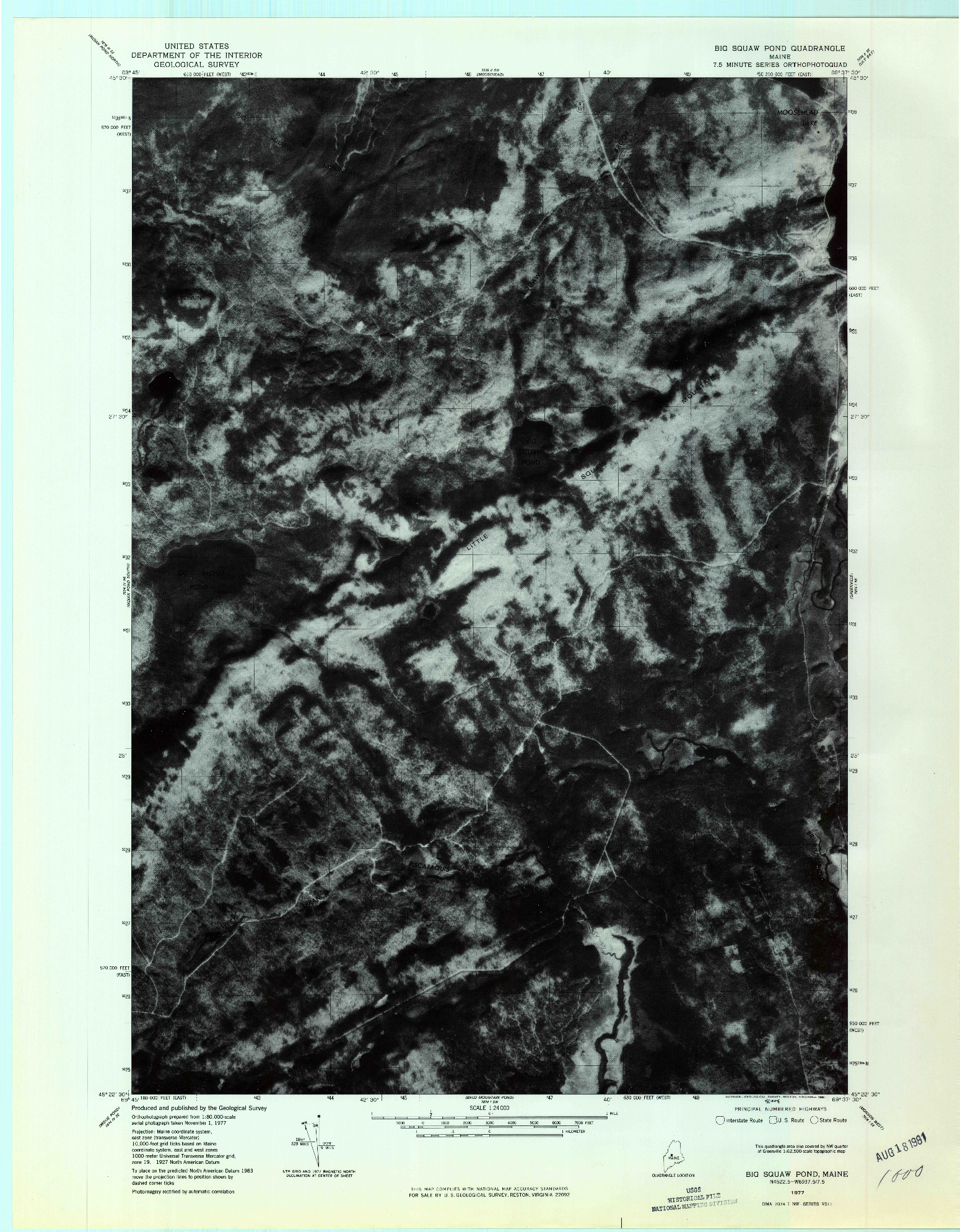 USGS 1:24000-SCALE QUADRANGLE FOR BIG SQUAW POND, ME 1977