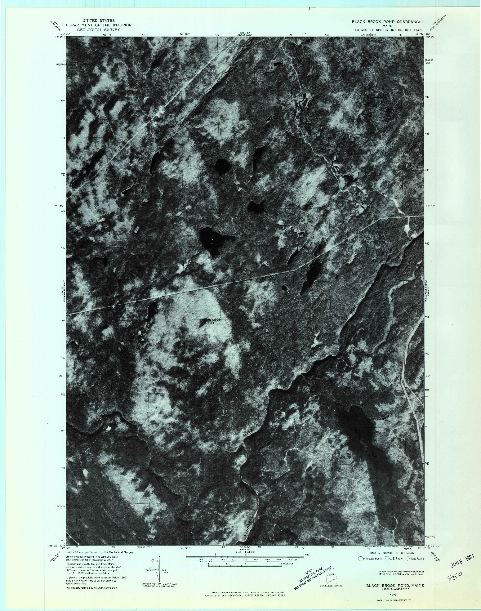 USGS 1:24000-SCALE QUADRANGLE FOR BLACK BROOK POND, ME 1977