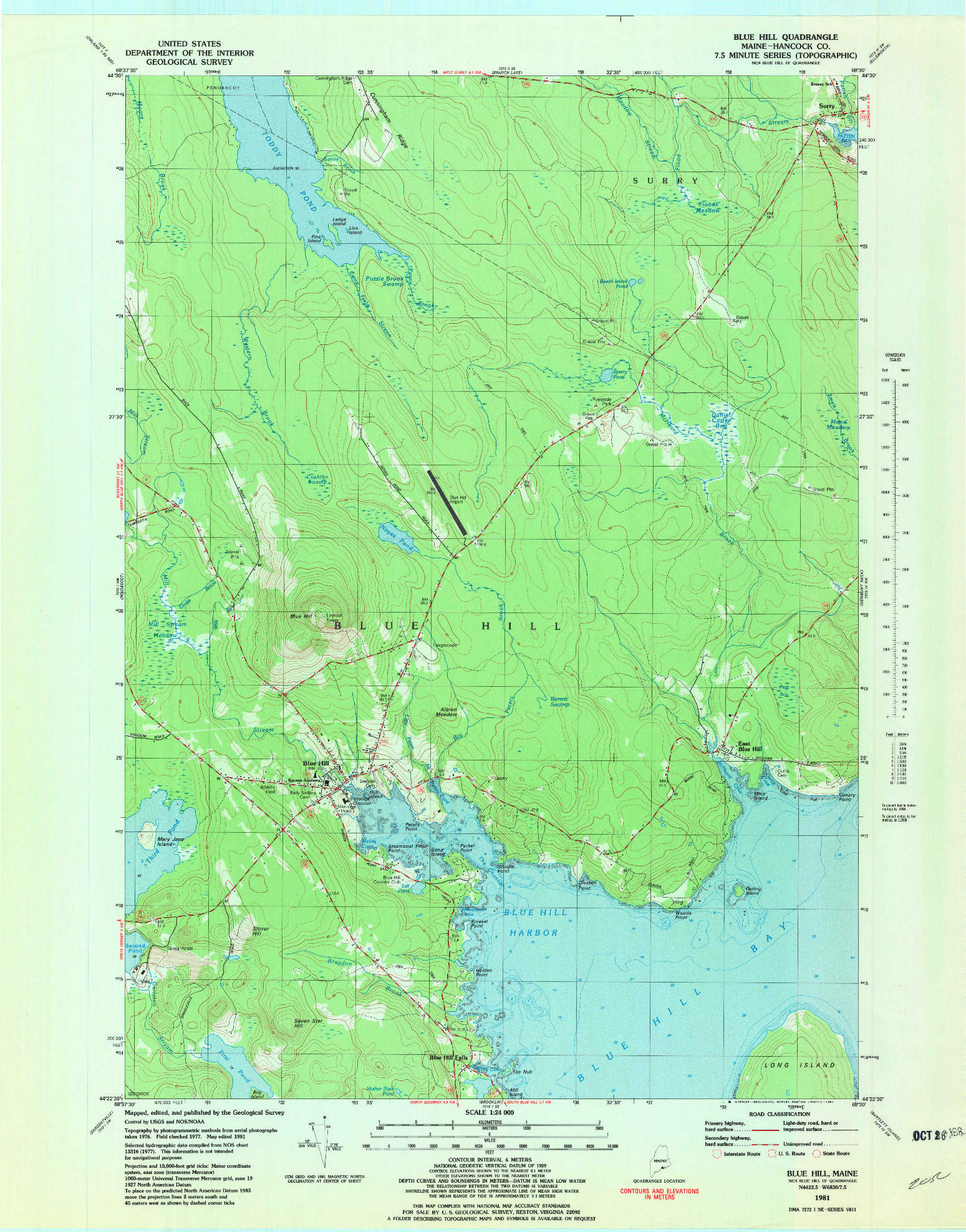 USGS 1:24000-SCALE QUADRANGLE FOR BLUE HILL, ME 1981