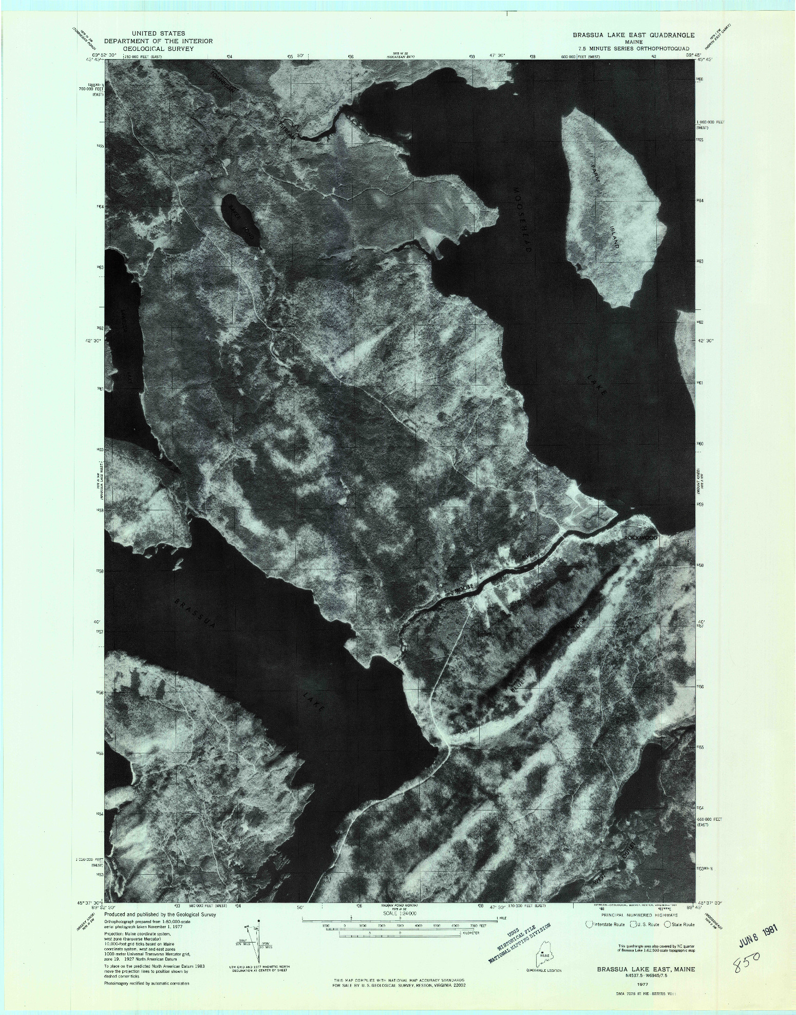 USGS 1:24000-SCALE QUADRANGLE FOR BRASSUA LAKE EAST, ME 1977