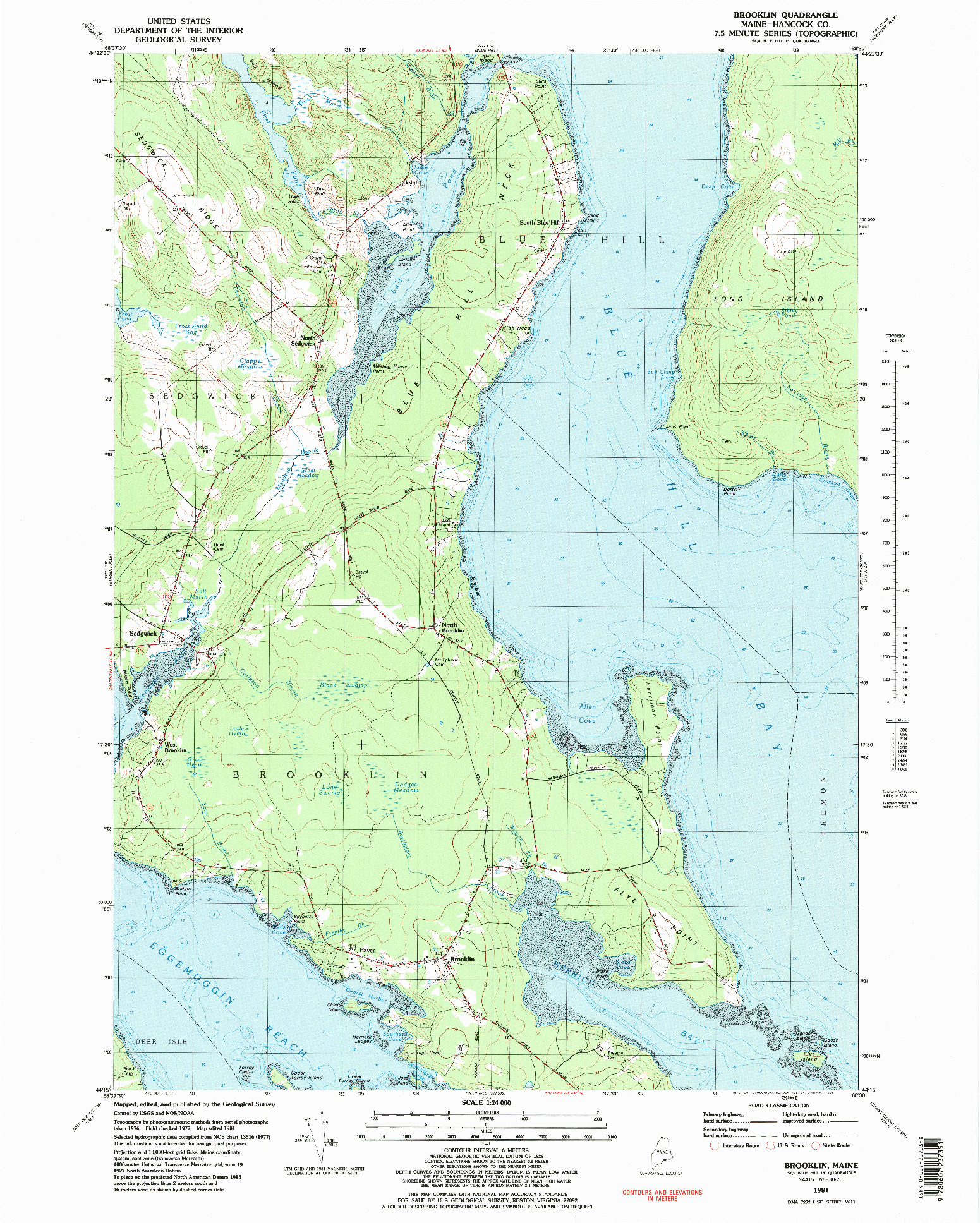 USGS 1:24000-SCALE QUADRANGLE FOR BROOKLIN, ME 1981