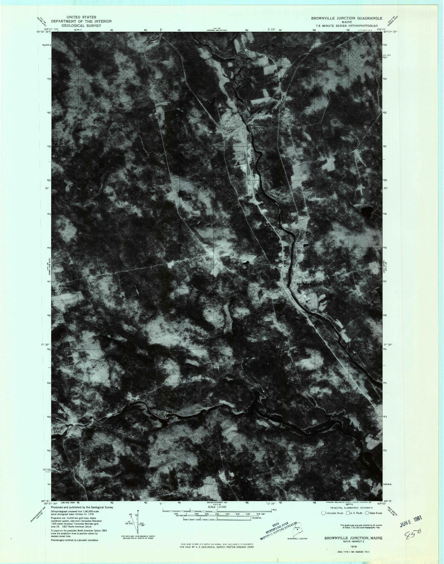 USGS 1:24000-SCALE QUADRANGLE FOR BROWNVILLE JUNCTION, ME 1978