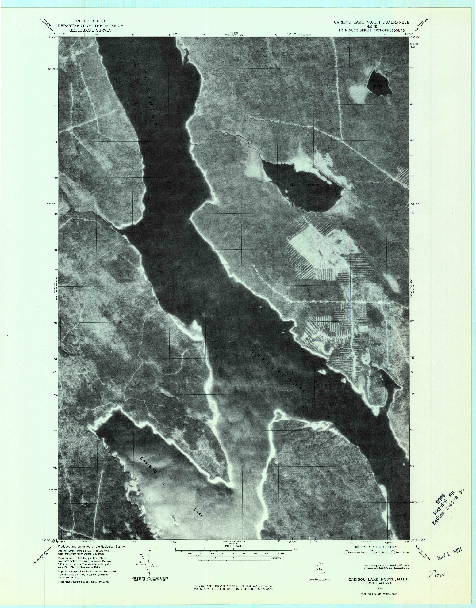 USGS 1:24000-SCALE QUADRANGLE FOR CARIBOU LAKE NORTH, ME 1978