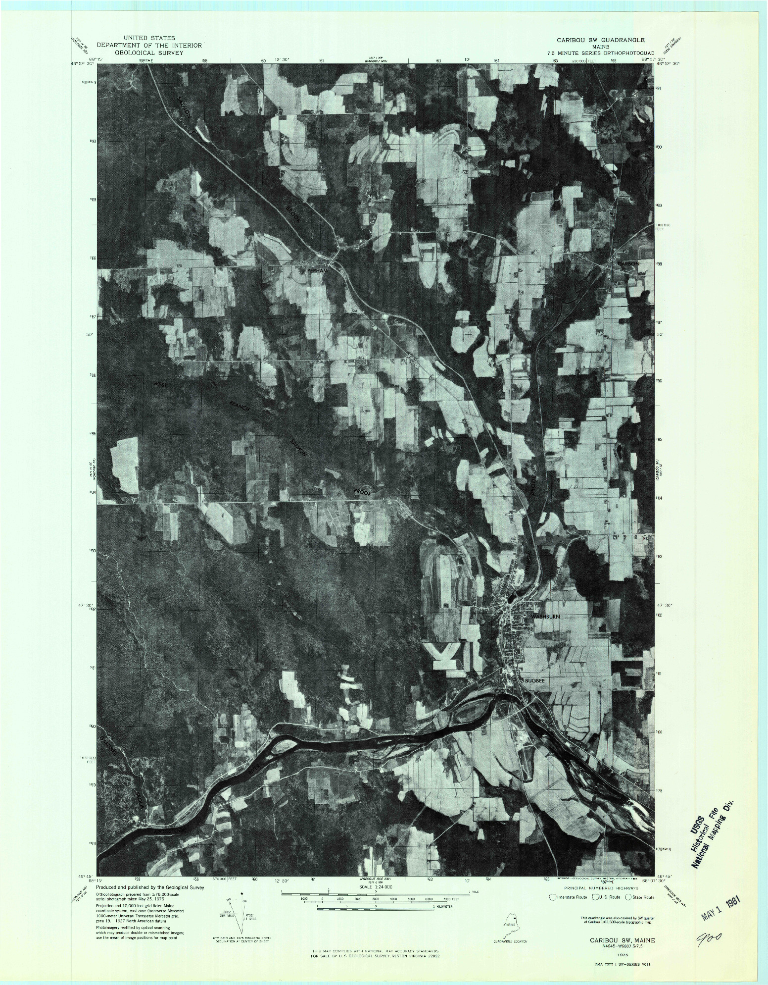 USGS 1:24000-SCALE QUADRANGLE FOR CARIBOU SW, ME 1975