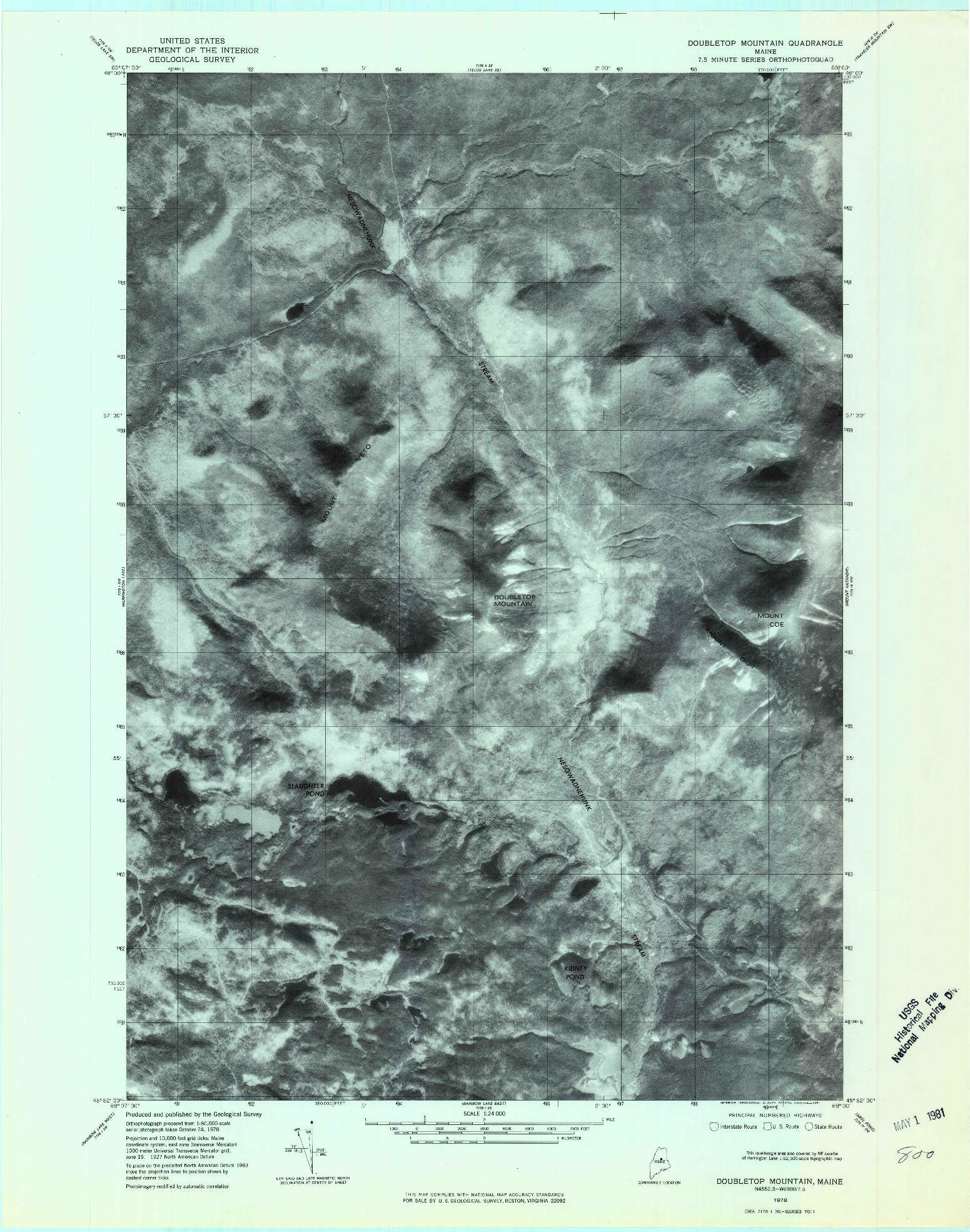 USGS 1:24000-SCALE QUADRANGLE FOR DOUBLETOP MOUNTAIN, ME 1978