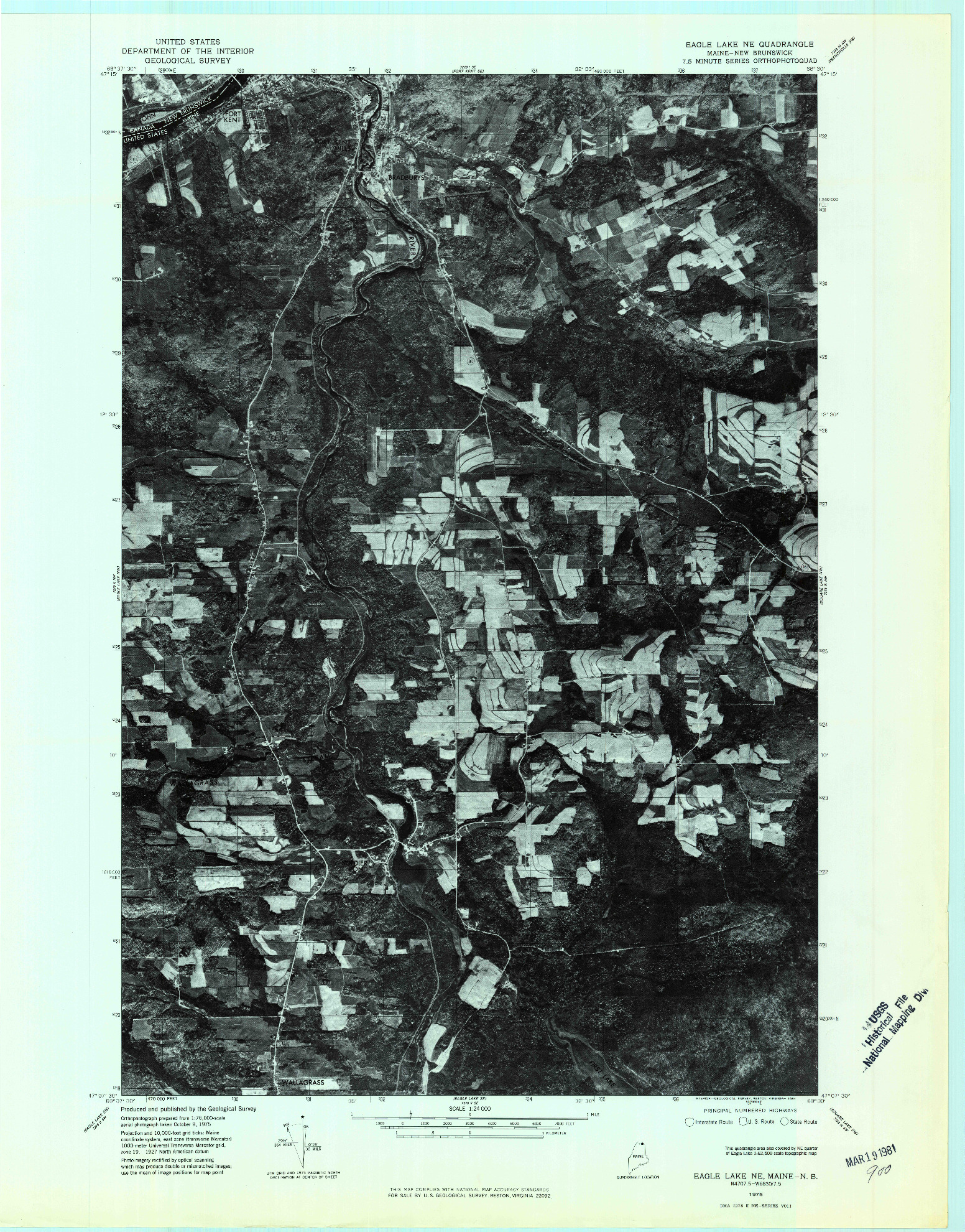 USGS 1:24000-SCALE QUADRANGLE FOR EAGLE LAKE NE, ME 1975